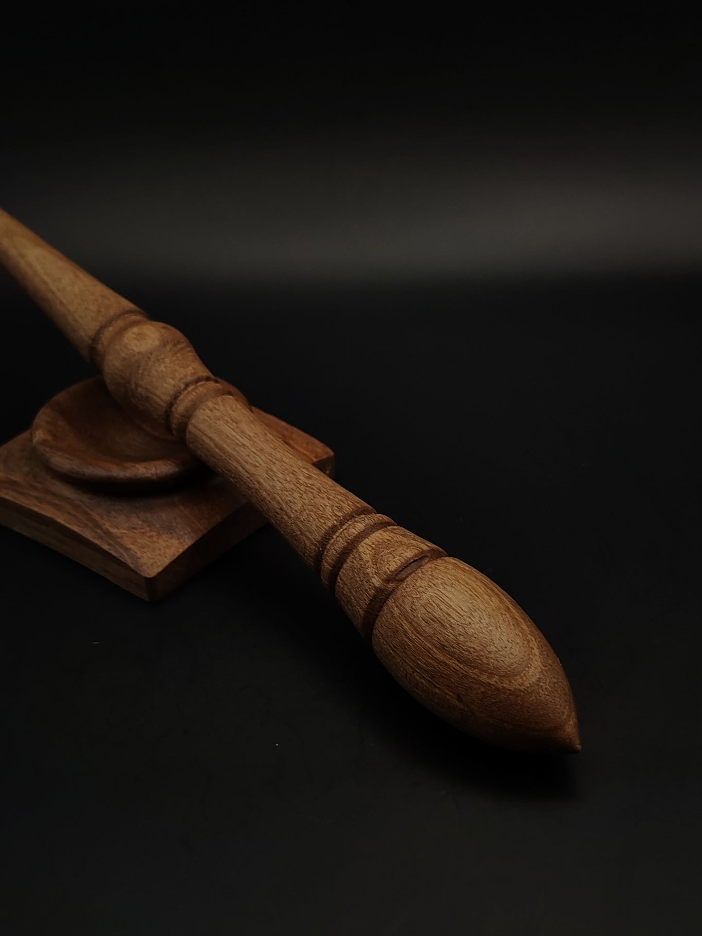 Goddess Support Spindle Set: Walnut (28.5 cm / 11.22 in, 29 g / 1.02 oz) with Walnut Support Bowl