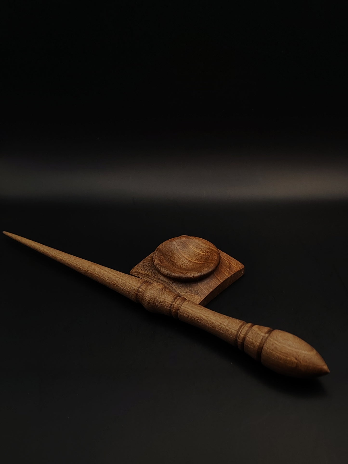 Goddess Support Spindle Set: Walnut (28.5 cm / 11.22 in, 29 g / 1.02 oz) with Walnut Support Bowl