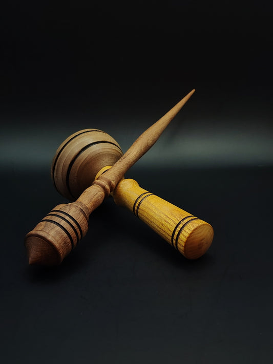 Support Spindle Set: Walnut Wood (24 cm / 9.45 in • 22 g / 0.78 oz) with Mulberry & Walnut Lap Support Bowl