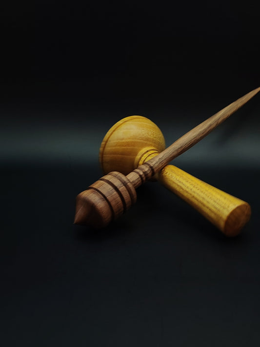 Walnut Support Spindle Set – 29g / 1.02oz, 23cm / 9in – With Mulberry Lap Support Bowl | Organic Wax Finish | Kravelli Spindles