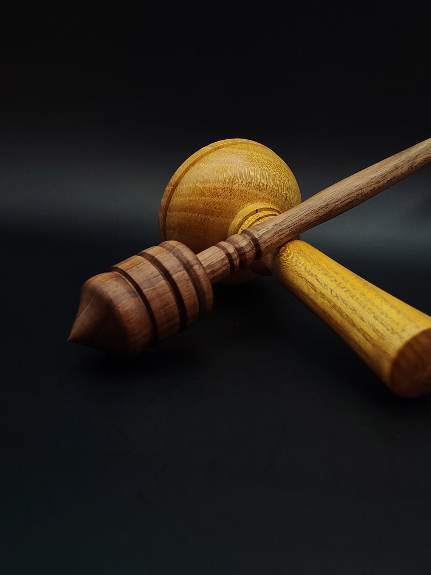 Walnut Support Spindle Set – 29g / 1.02oz, 23cm / 9in – With Mulberry Lap Support Bowl | Organic Wax Finish | Kravelli Spindles