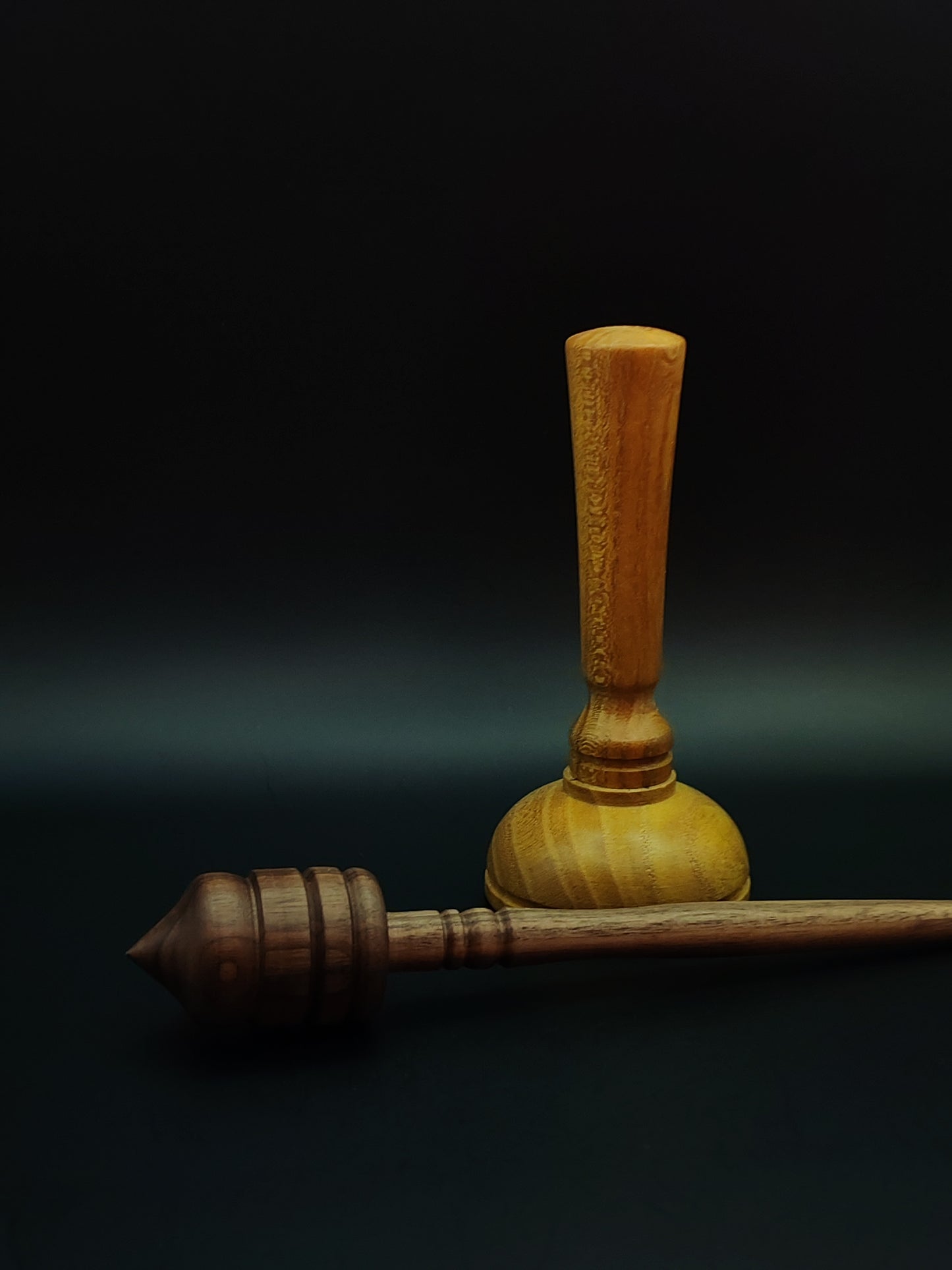 Walnut Support Spindle Set – 29g / 1.02oz, 23cm / 9in – With Mulberry Lap Support Bowl | Organic Wax Finish | Kravelli Spindles