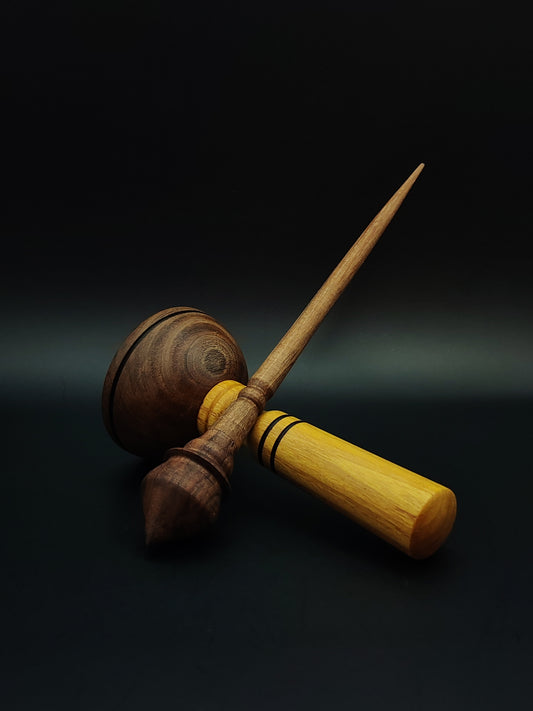 Support Spindle Set: Walnut Wood (22.5 cm / 8.86 in • 16 g / 0.56 oz) with Walnut & Mulberry Lap Support Bowl