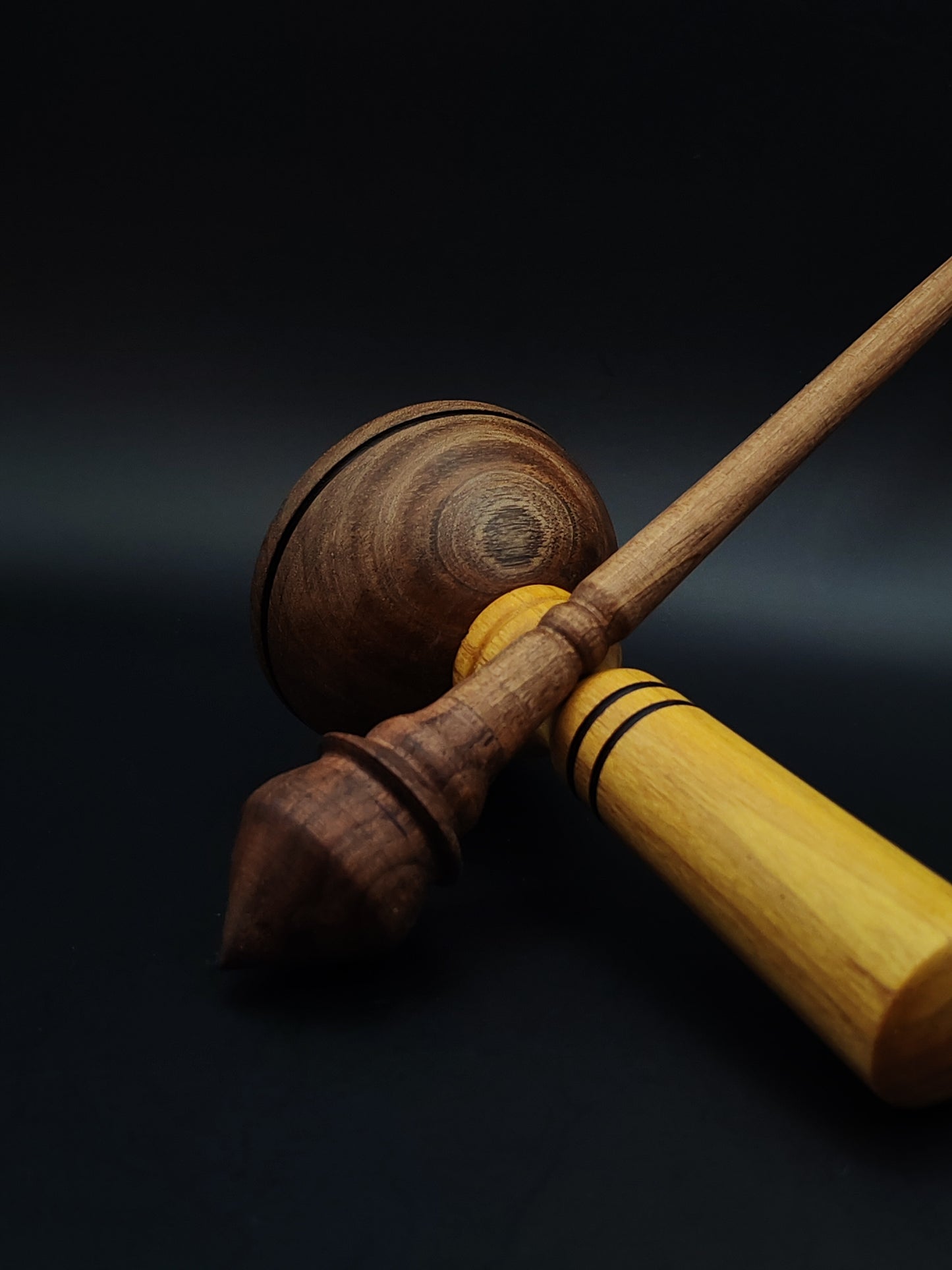 Support Spindle Set: Walnut Wood (22.5 cm / 8.86 in • 16 g / 0.56 oz) with Walnut & Mulberry Lap Support Bowl