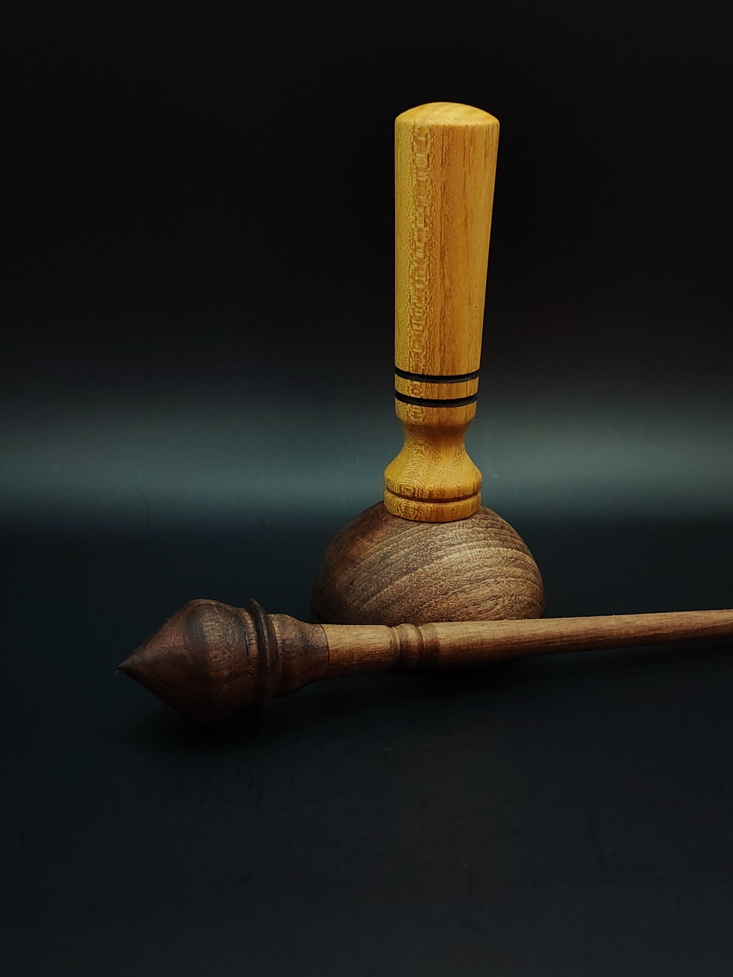 Support Spindle Set: Walnut Wood (22.5 cm / 8.86 in • 16 g / 0.56 oz) with Walnut & Mulberry Lap Support Bowl
