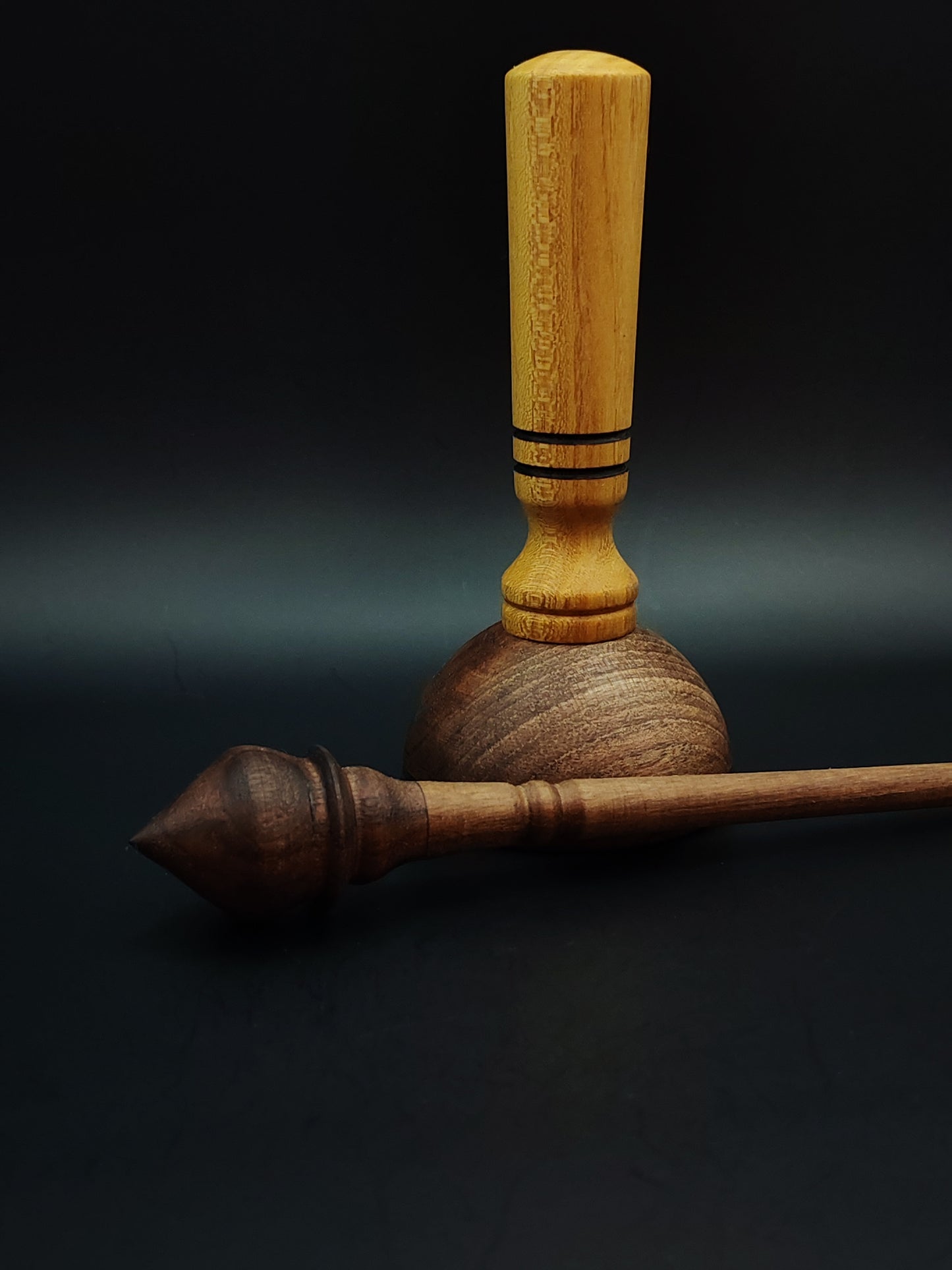Support Spindle Set: Walnut Wood (22.5 cm / 8.86 in • 16 g / 0.56 oz) with Walnut & Mulberry Lap Support Bowl