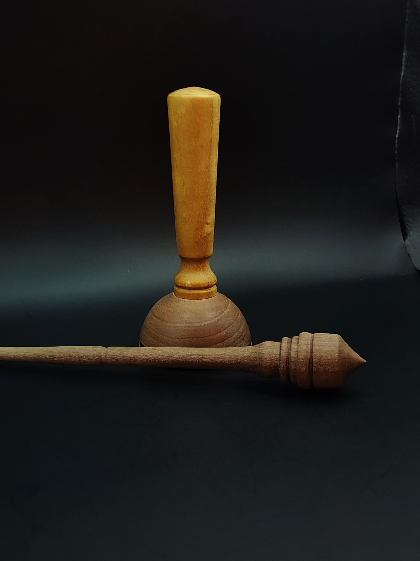 Support Spindle Set: Grey Walnut (25 cm / 9.84 in • 15 g / 0.53 oz) with Walnut & Mulberry Lap Support Bowl