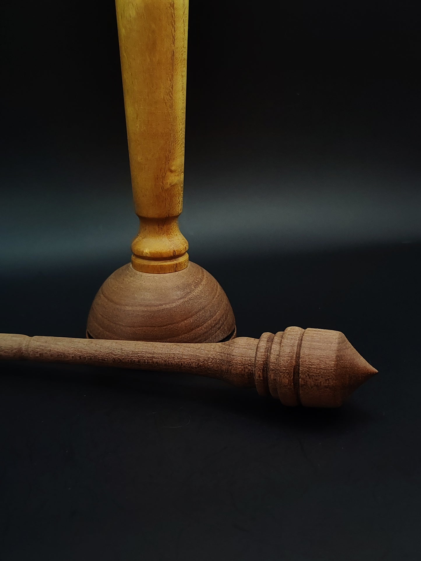 Support Spindle Set: Grey Walnut (25 cm / 9.84 in • 15 g / 0.53 oz) with Walnut & Mulberry Lap Support Bowl