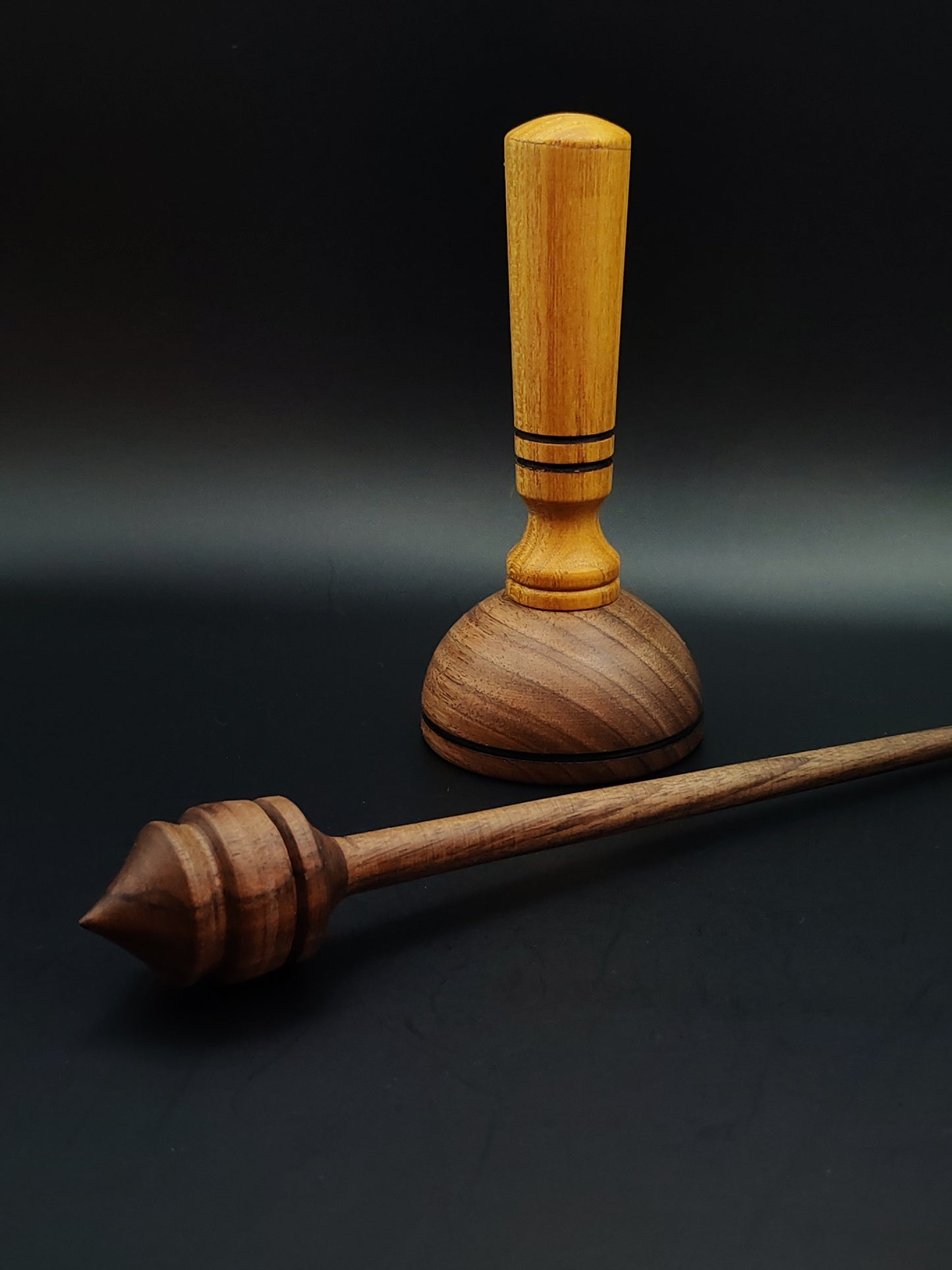 Support Spindle Set – Walnut Spindle 22g / 0.77oz, 25.5cm / 10in – With Mulberry & Walnut Lap Support Bowl | Organic Wax Finish | Kravelli Spindles