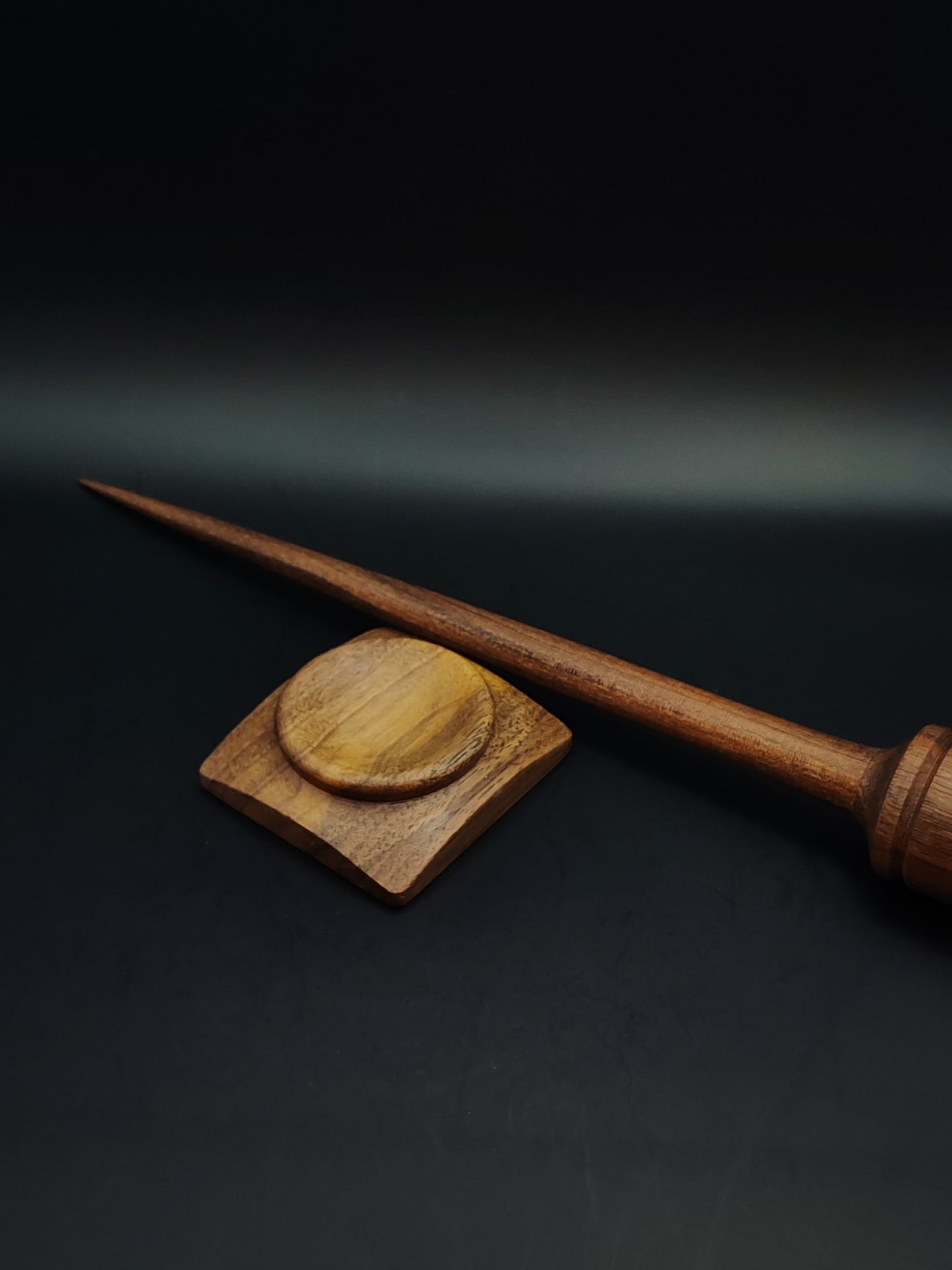Support Spindle Set: Walnut Wood (28 cm / 11.02 in • 31 g / 1.09 oz) with Walnut Support Bowl