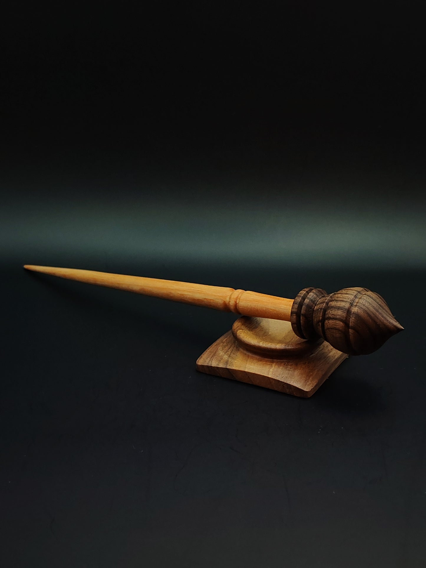 Support Spindle Set: Plum Shaft & Walnut Whorl (25 cm / 9.84 in • 21 g / 0.74 oz) with Walnut Support Bowl