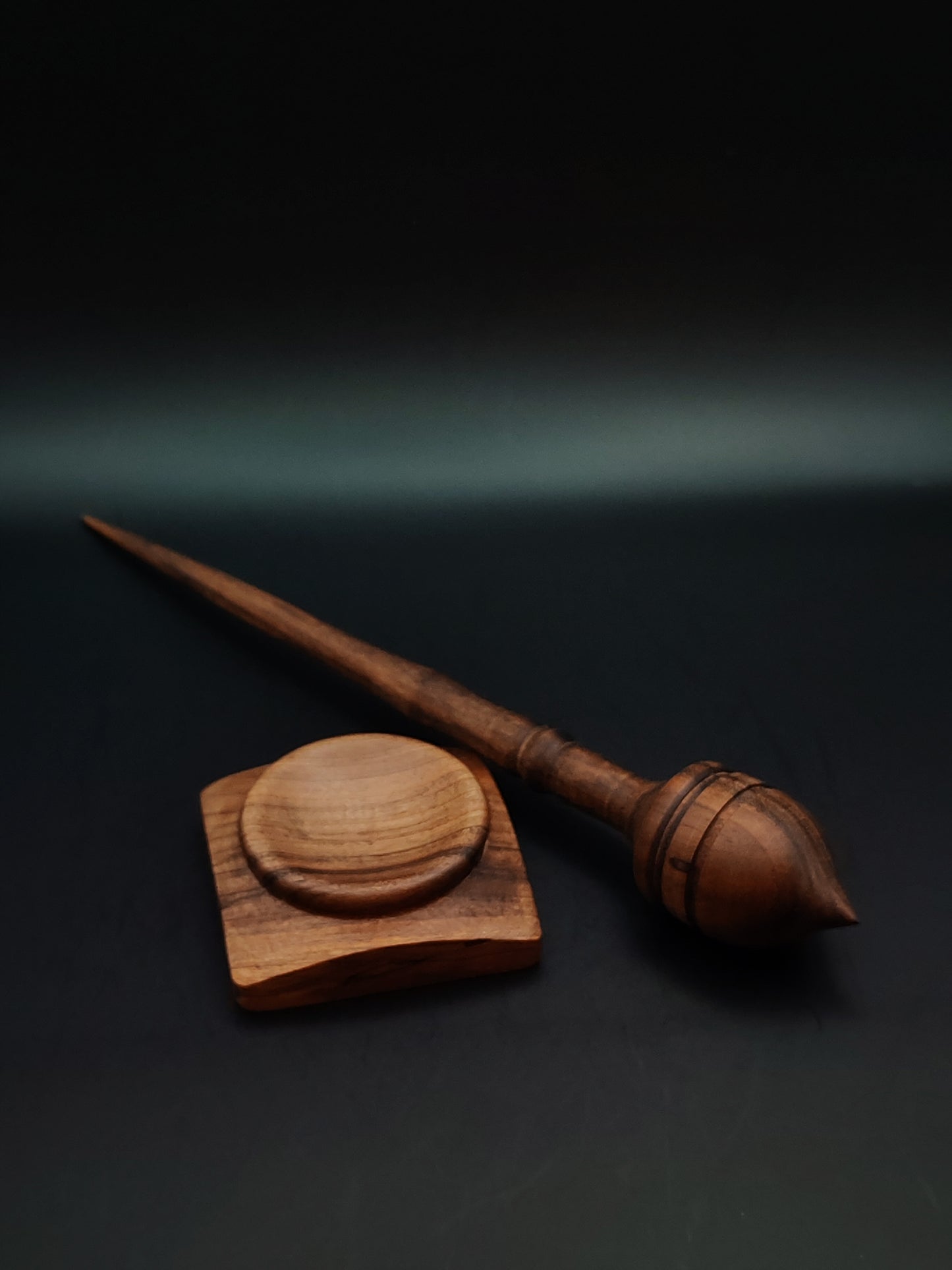 Support Spindle Set: Walnut Wood (25.5 cm / 10.04 in • 27 g / 0.95 oz) with Walnut Support Bowl