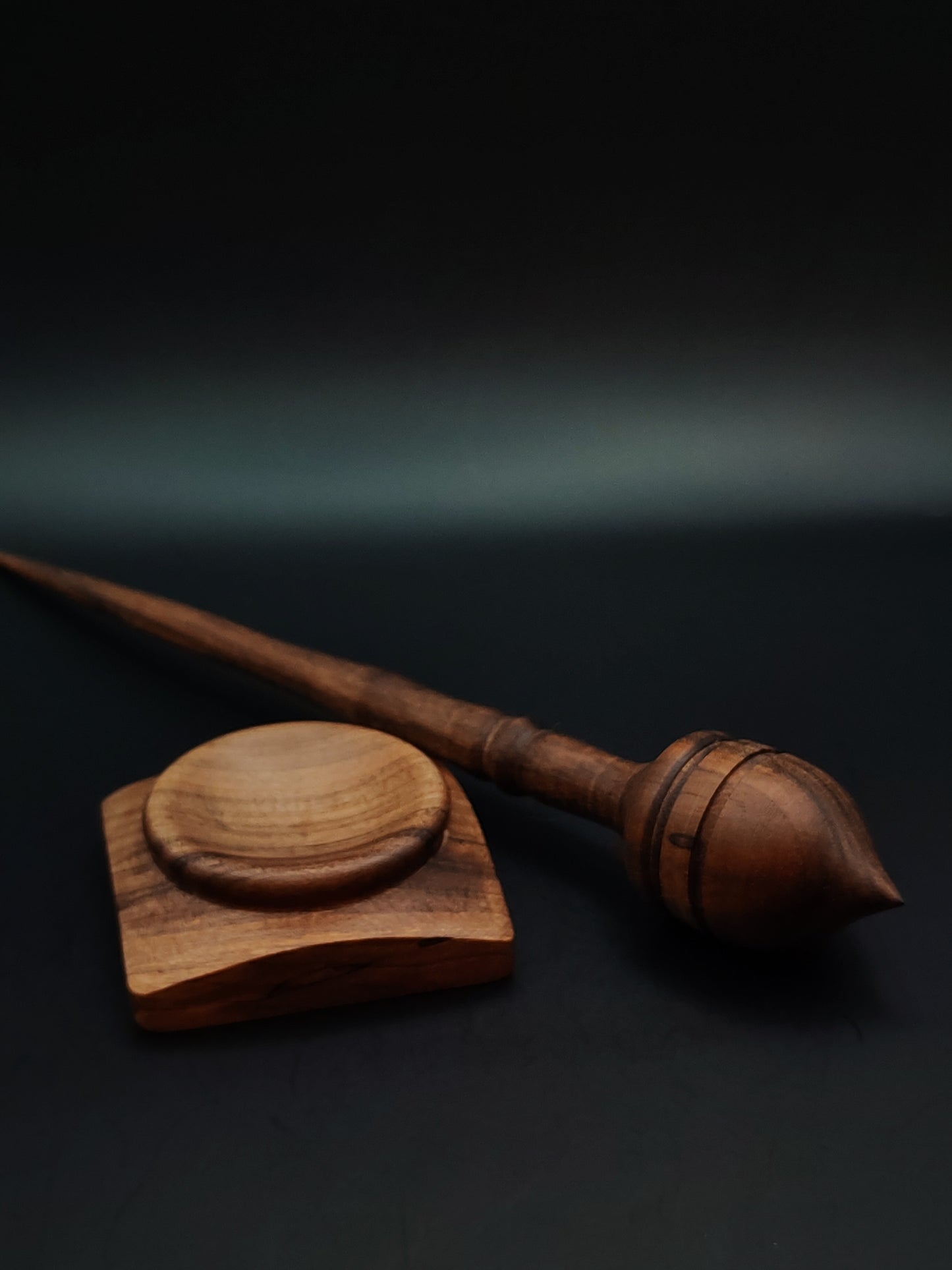 Support Spindle Set: Walnut Wood (25.5 cm / 10.04 in • 27 g / 0.95 oz) with Walnut Support Bowl