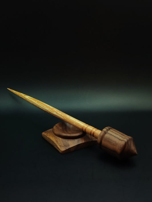 Support Spindle Set: Walnut Whorl & Alder Shaft (26 cm / 10.24 in • 30 g / 1.06 oz) with Walnut Support Bowl
