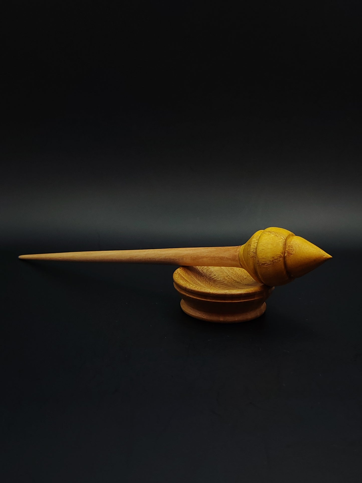 Support Spindle Set: Pear Shaft & Mulberry Whorl (21.5 cm / 8.46 in • 16 g / 0.56 oz) with Mulberry Support Bowl
