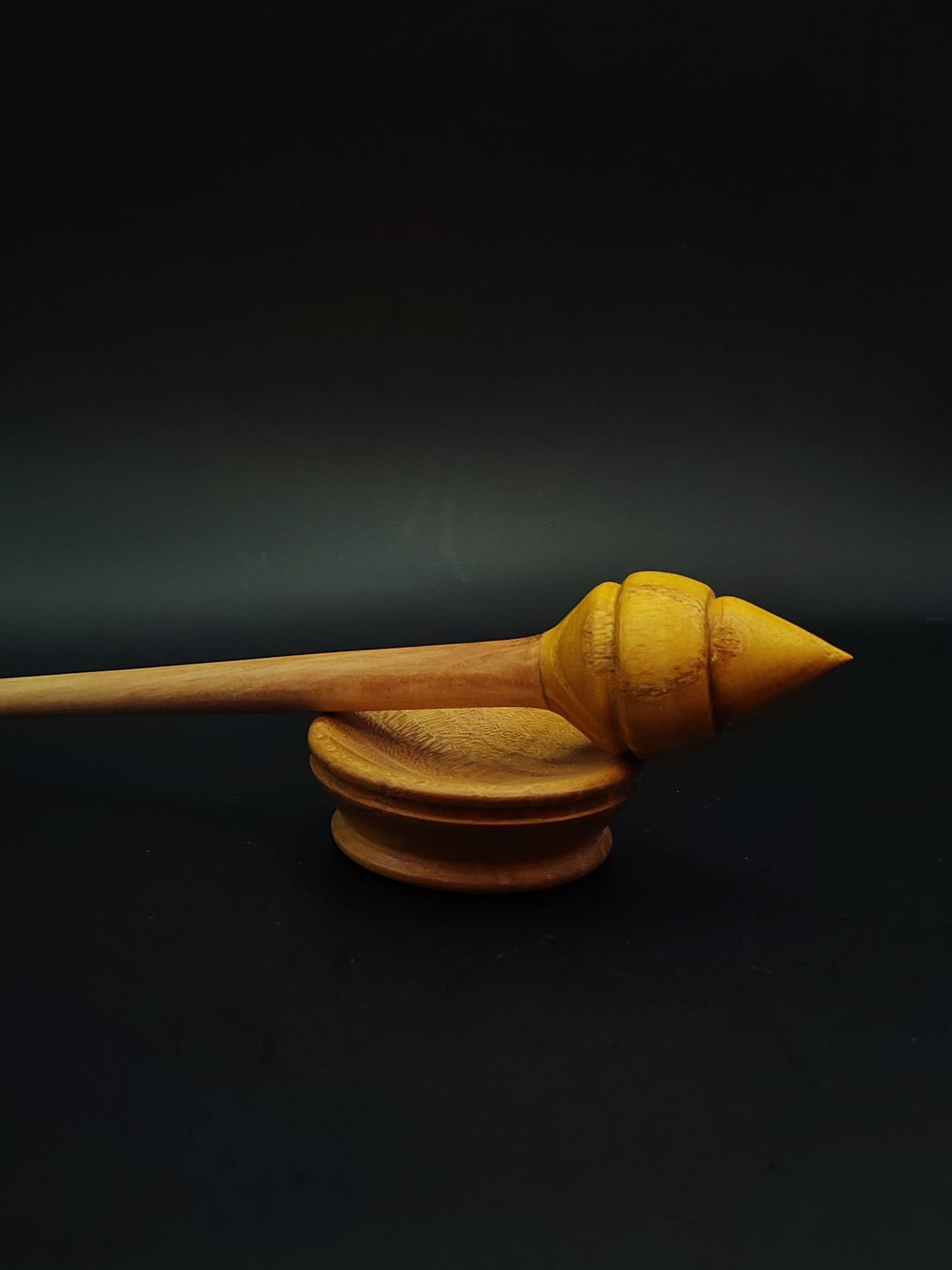Support Spindle Set: Pear Shaft & Mulberry Whorl (21.5 cm / 8.46 in • 16 g / 0.56 oz) with Mulberry Support Bowl