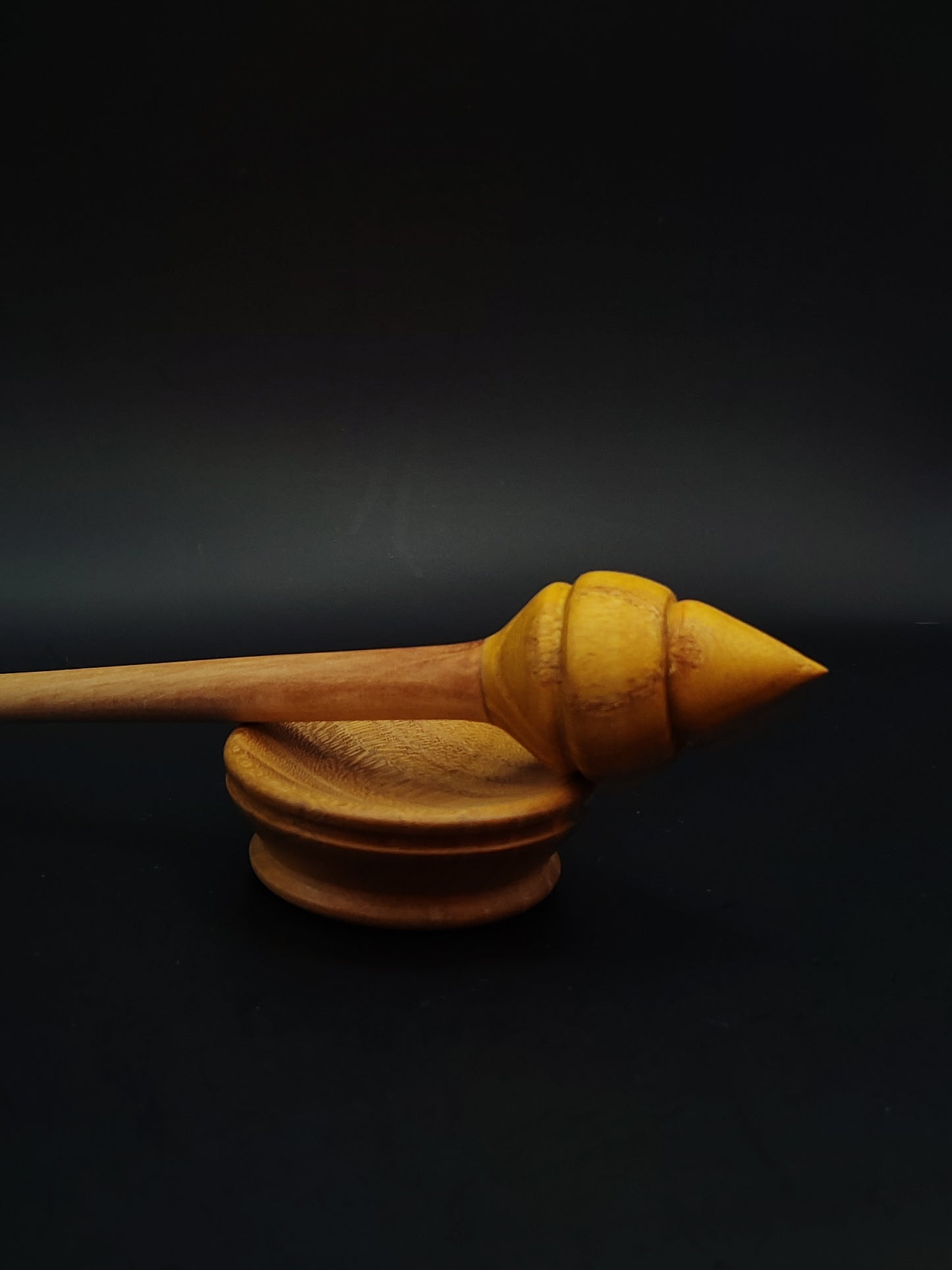 Support Spindle Set: Pear Shaft & Mulberry Whorl (21.5 cm / 8.46 in • 16 g / 0.56 oz) with Mulberry Support Bowl