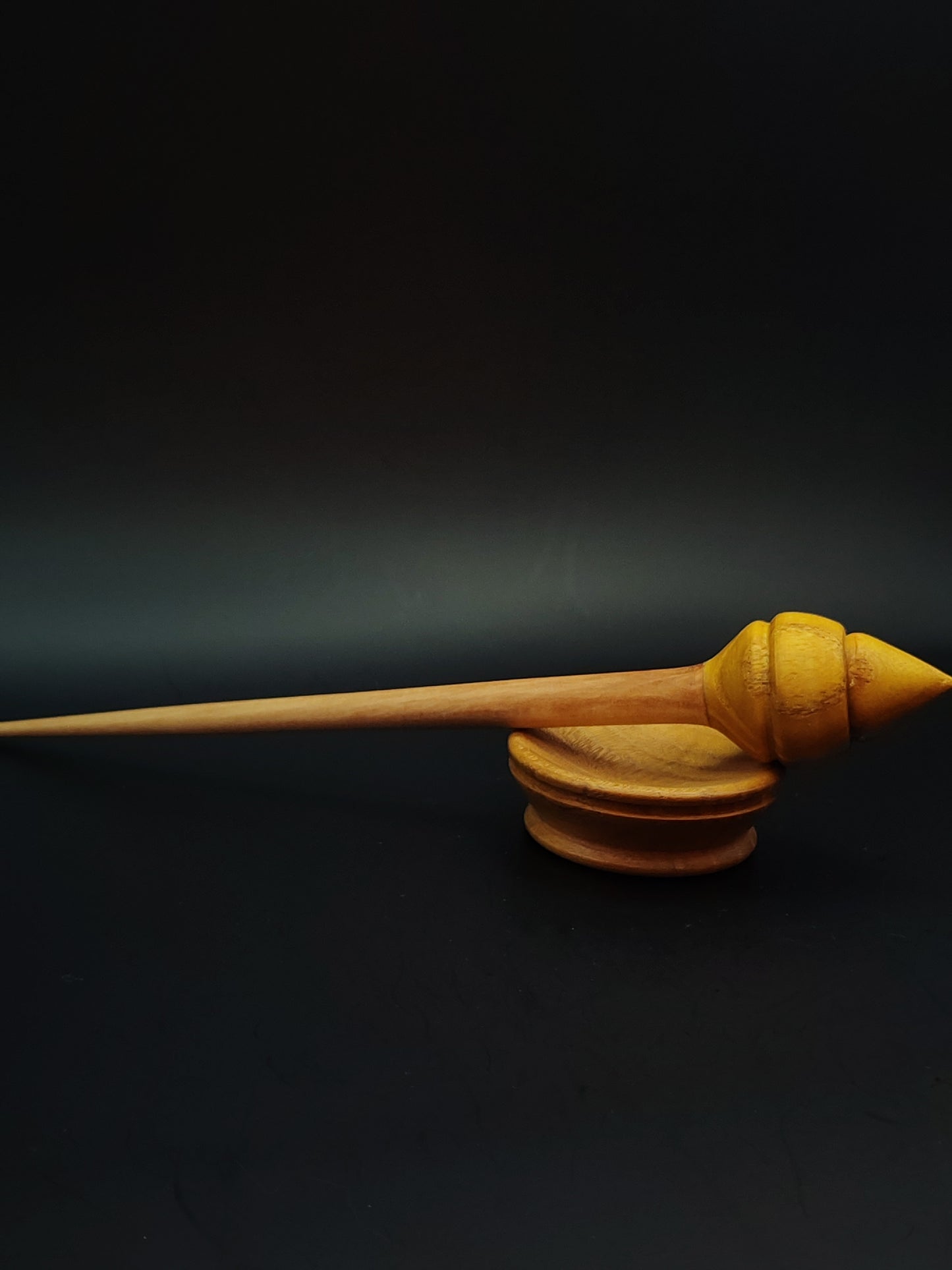 Support Spindle Set: Pear Shaft & Mulberry Whorl (21.5 cm / 8.46 in • 16 g / 0.56 oz) with Mulberry Support Bowl