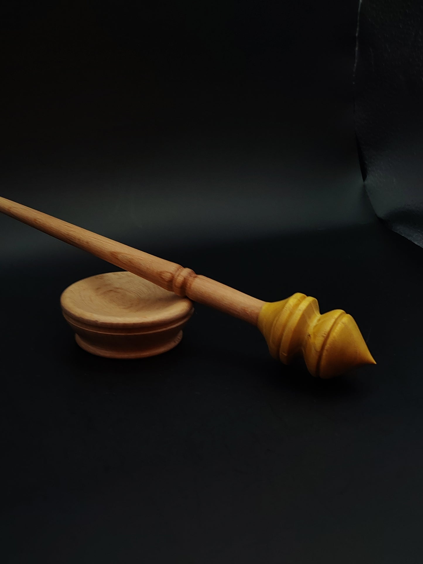 Support Spindle Set: Boiled Beech Shaft & Mulberry Whorl (24.5 cm / 9.65 in • 22 g / 0.78 oz) with Beech Support Bowl