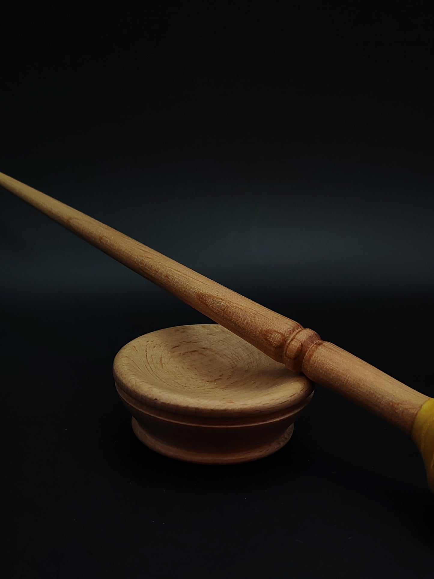 Support Spindle Set: Boiled Beech Shaft & Mulberry Whorl (24.5 cm / 9.65 in • 22 g / 0.78 oz) with Beech Support Bowl