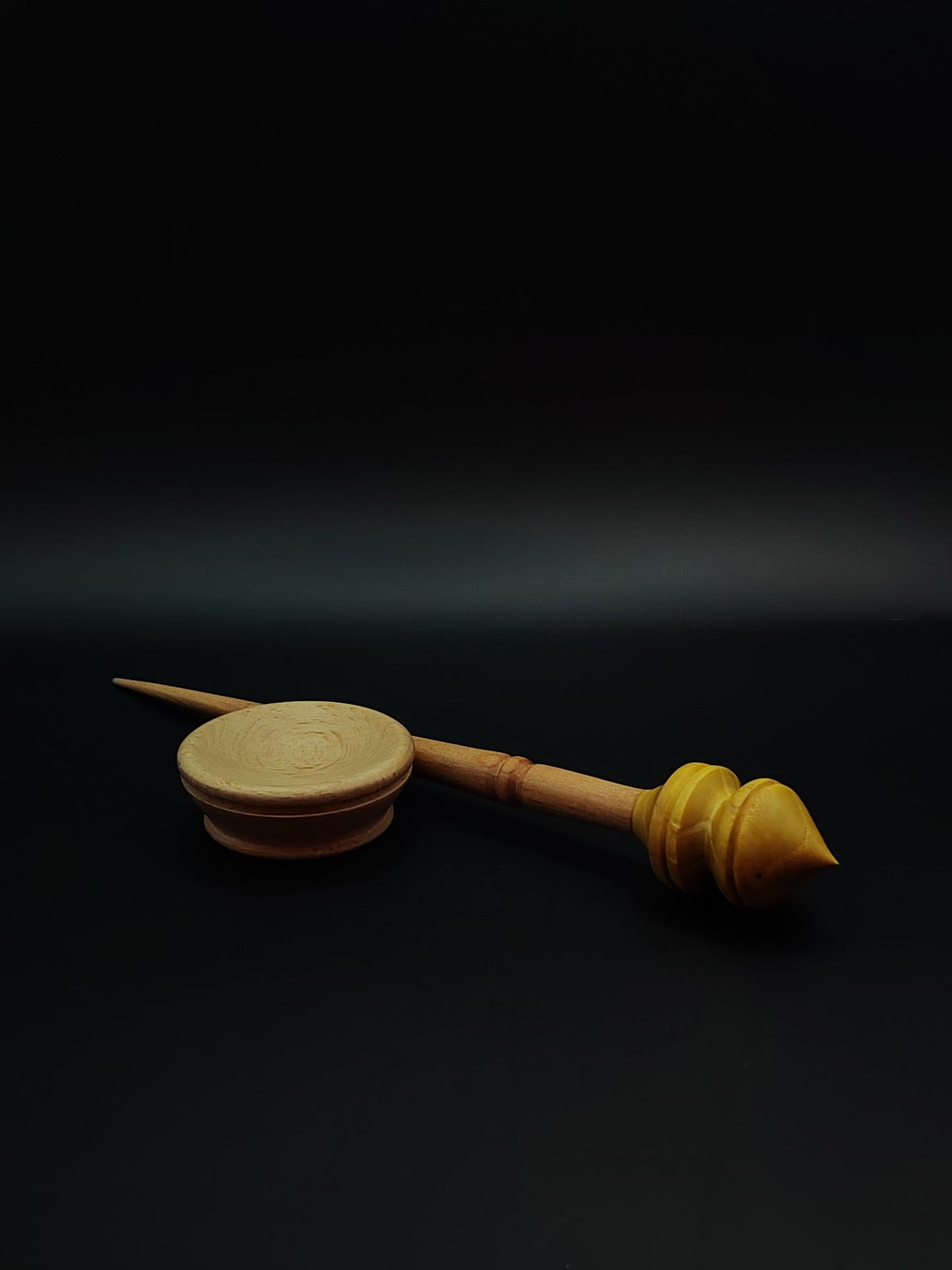 Support Spindle Set: Boiled Beech Shaft & Mulberry Whorl (24.5 cm / 9.65 in • 22 g / 0.78 oz) with Beech Support Bowl