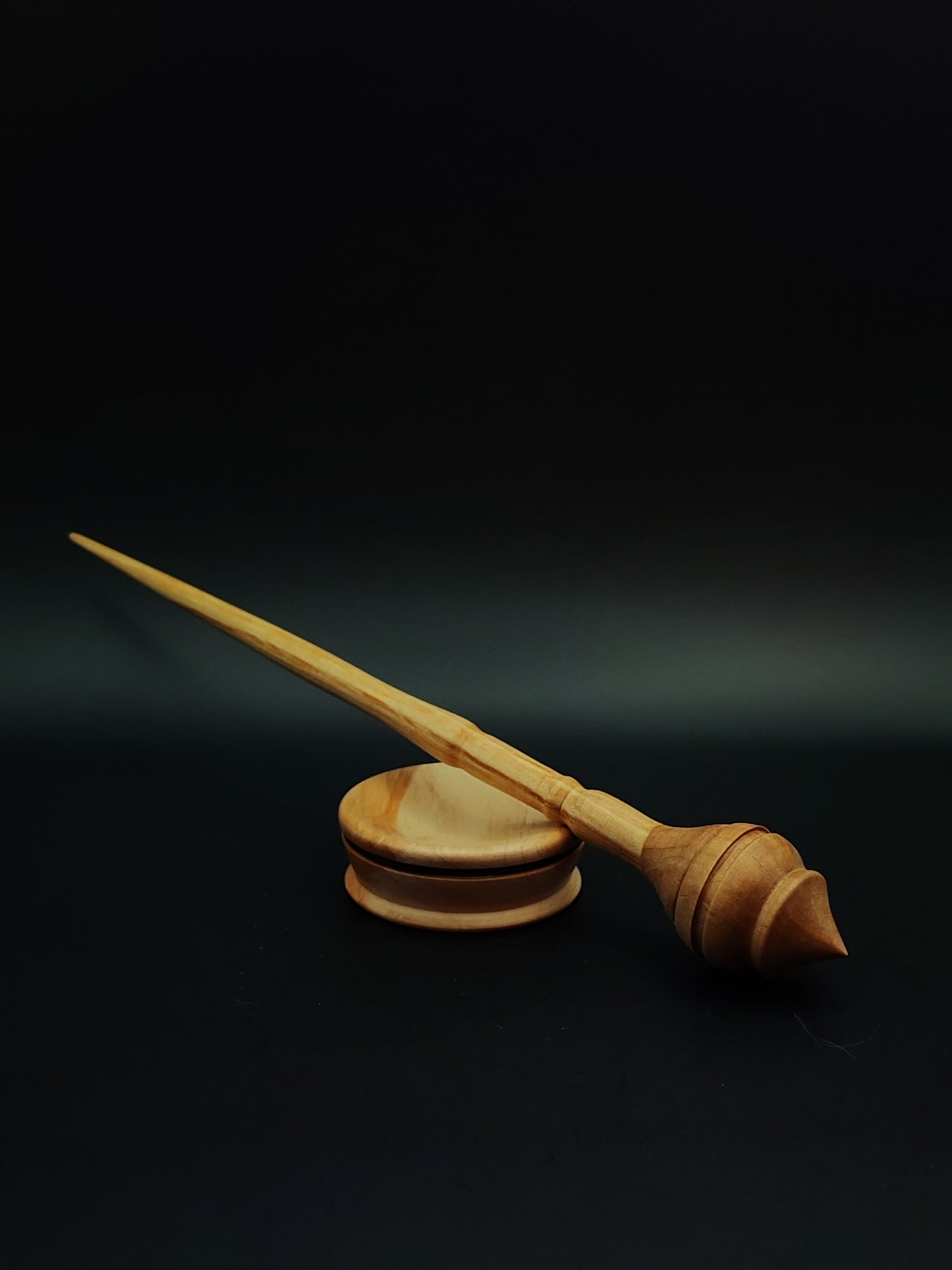 Support Spindle Set: Pear Whorl & Alder Shaft (24.5 cm / 9.65 in • 17 g / 0.60 oz) with Pear Support Bowl