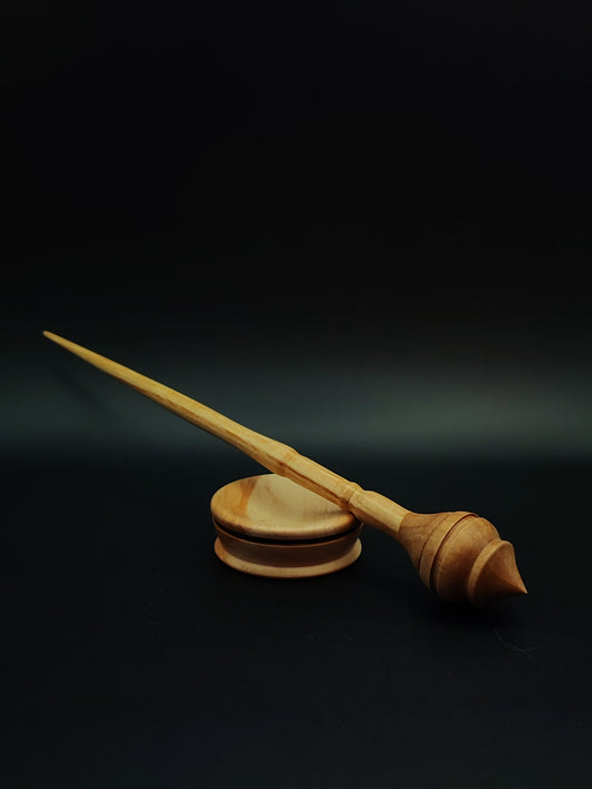 Support Spindle Set: Pear Whorl & Alder Shaft (24.5 cm / 9.65 in • 17 g / 0.60 oz) with Pear Support Bowl