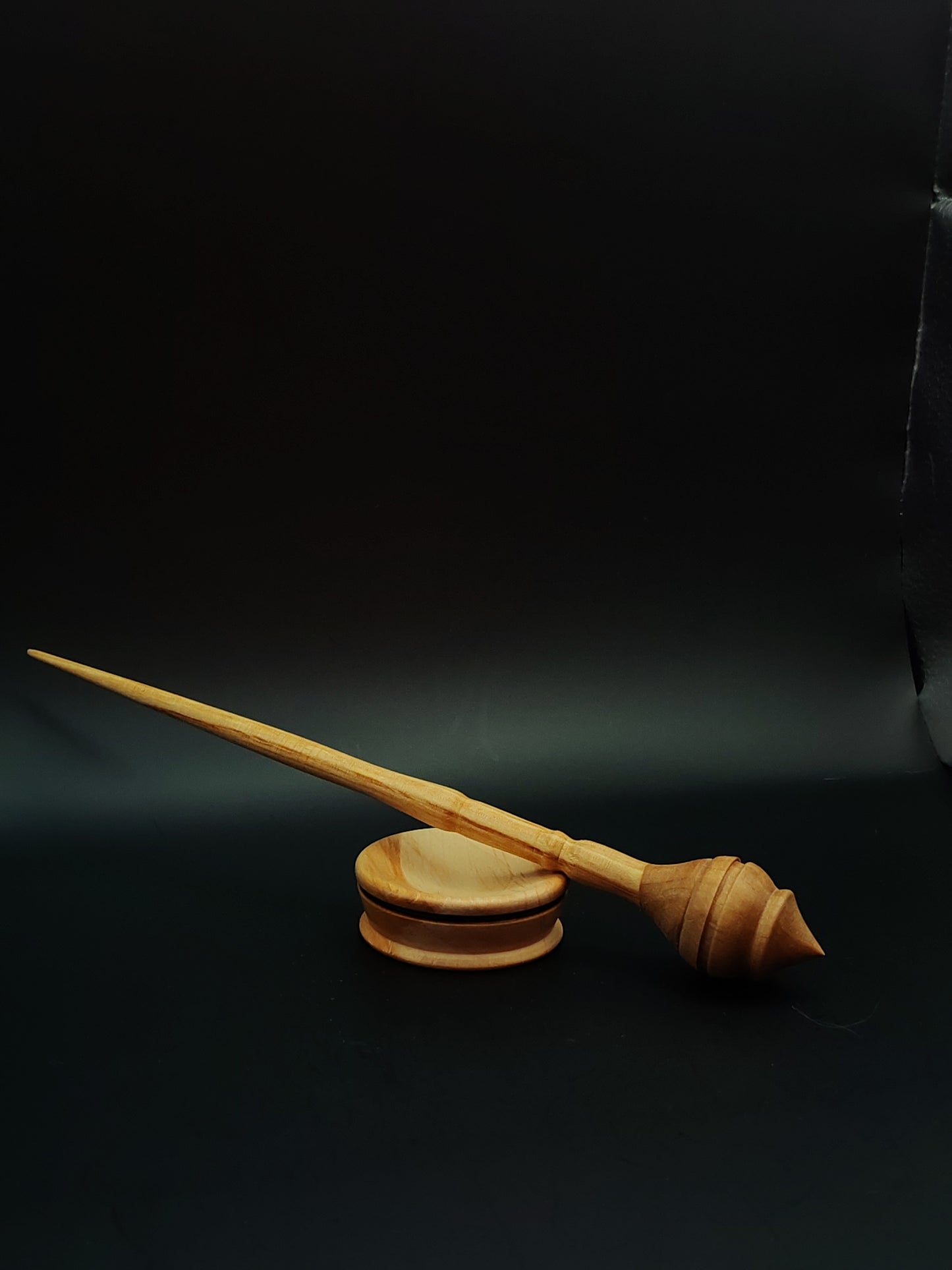 Support Spindle Set: Pear Whorl & Alder Shaft (24.5 cm / 9.65 in • 17 g / 0.60 oz) with Pear Support Bowl