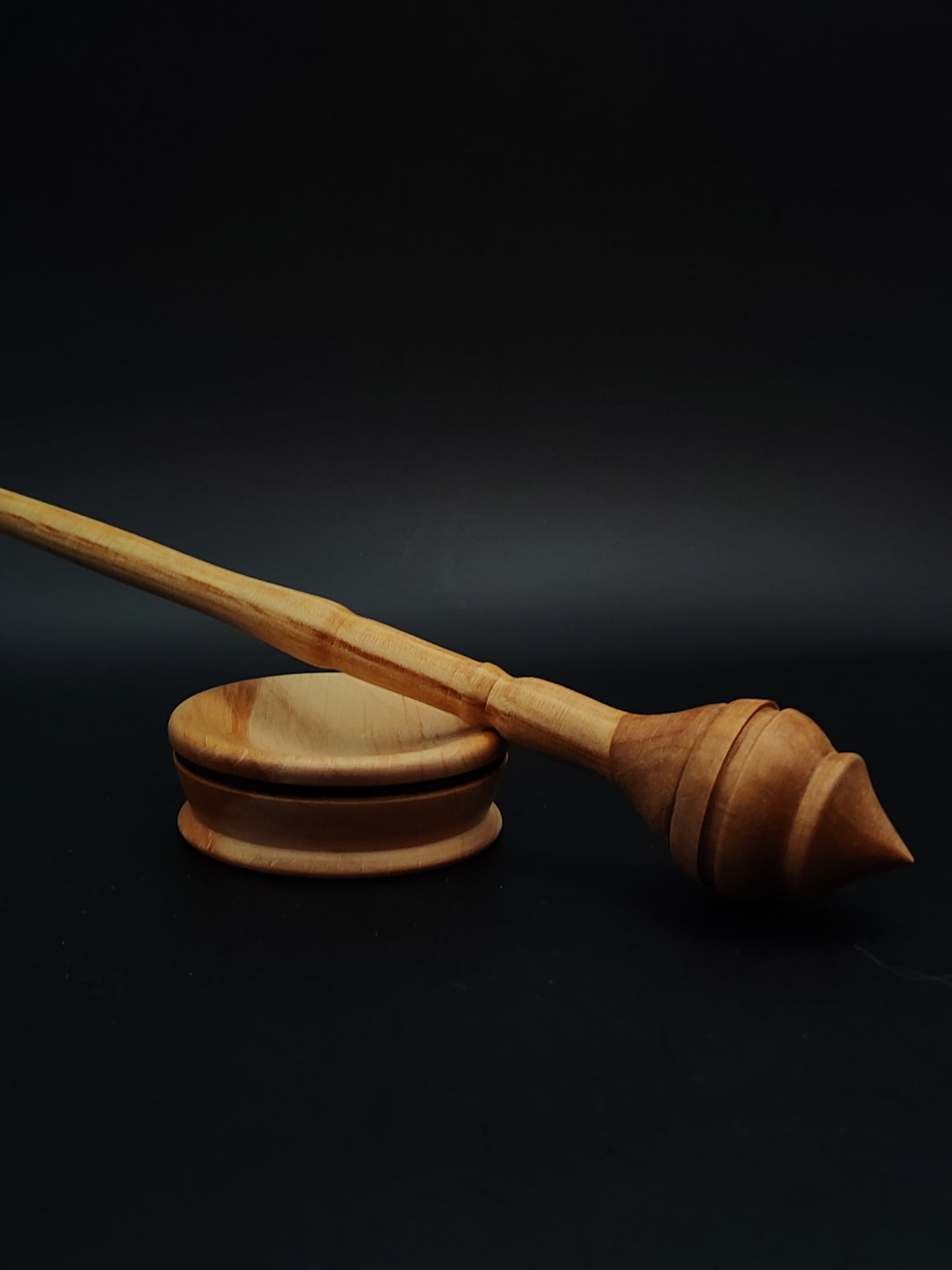 Support Spindle Set: Pear Whorl & Alder Shaft (24.5 cm / 9.65 in • 17 g / 0.60 oz) with Pear Support Bowl