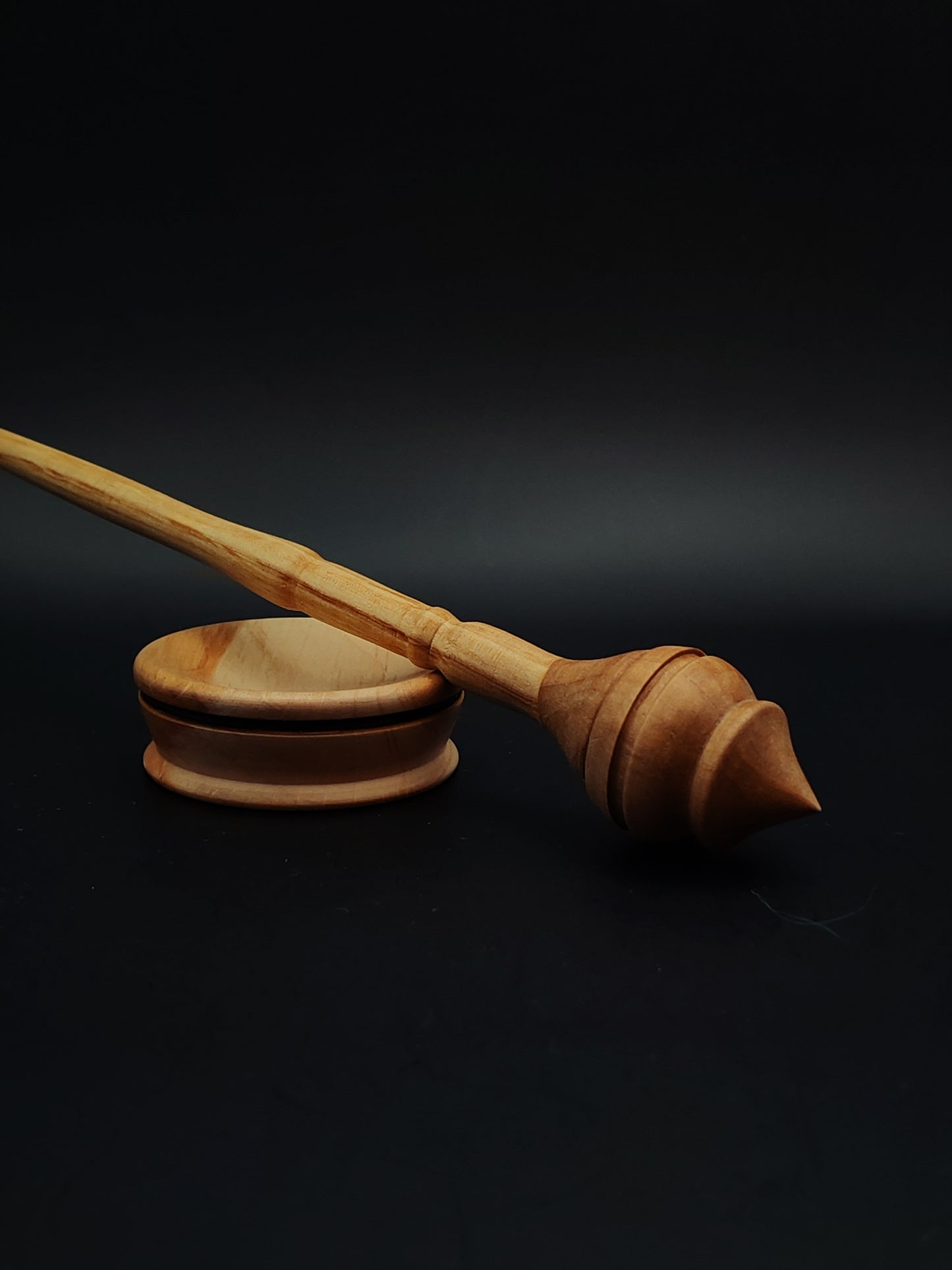 Support Spindle Set: Pear Whorl & Alder Shaft (24.5 cm / 9.65 in • 17 g / 0.60 oz) with Pear Support Bowl