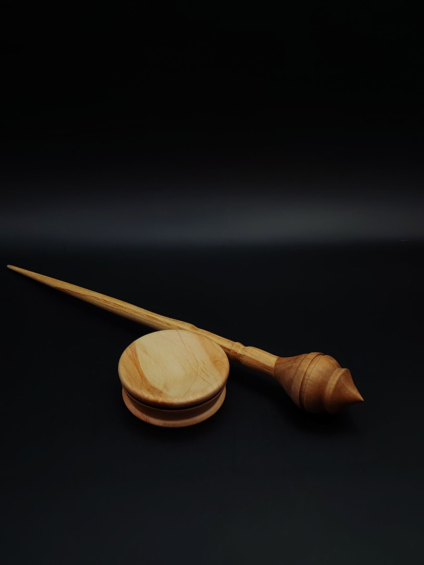 Support Spindle Set: Pear Whorl & Alder Shaft (24.5 cm / 9.65 in • 17 g / 0.60 oz) with Pear Support Bowl