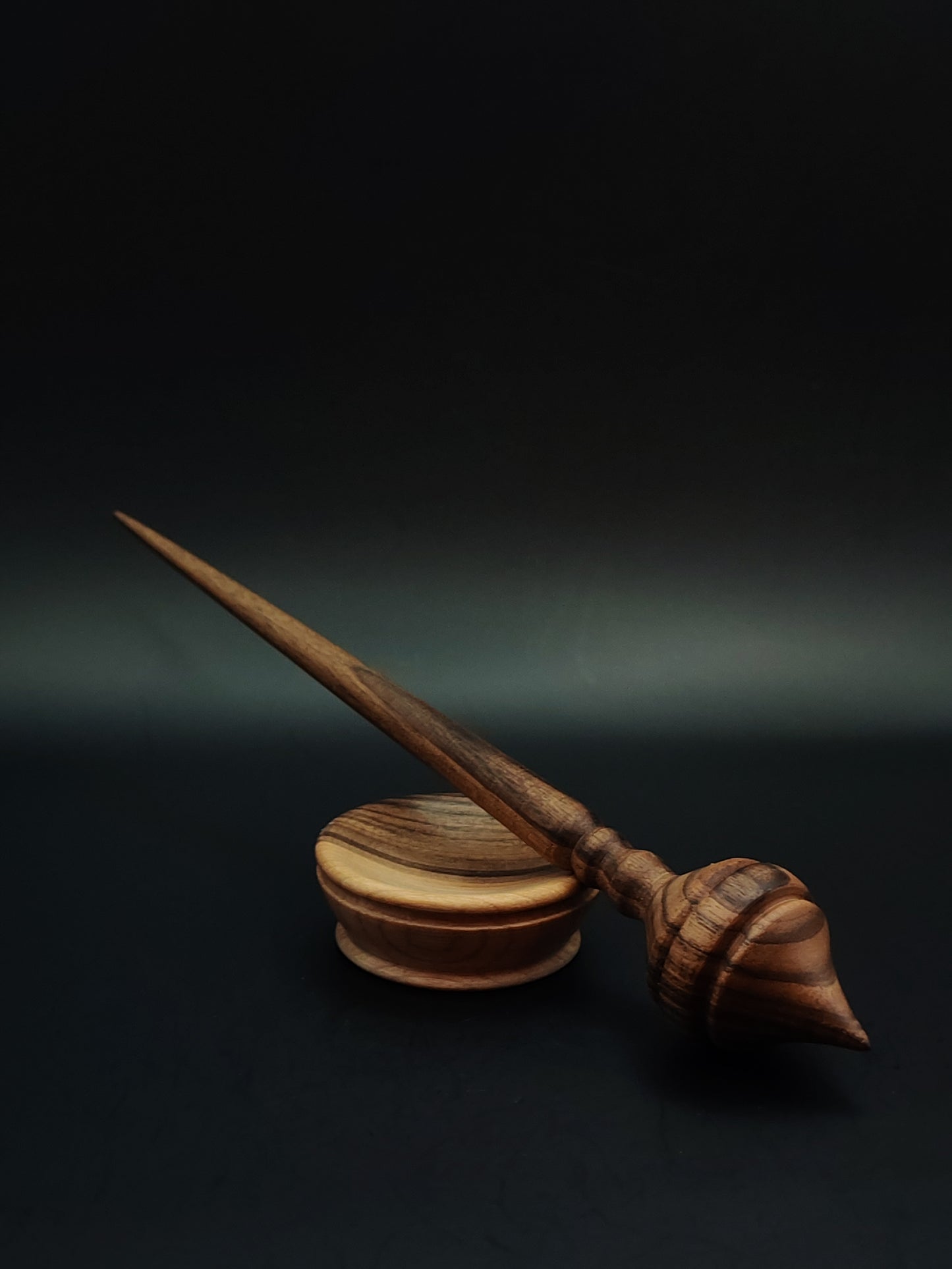 Support Spindle Set: Walnut Wood (22.5 cm / 8.86 in • 20 g / 0.71 oz) with Walnut Support Bowl