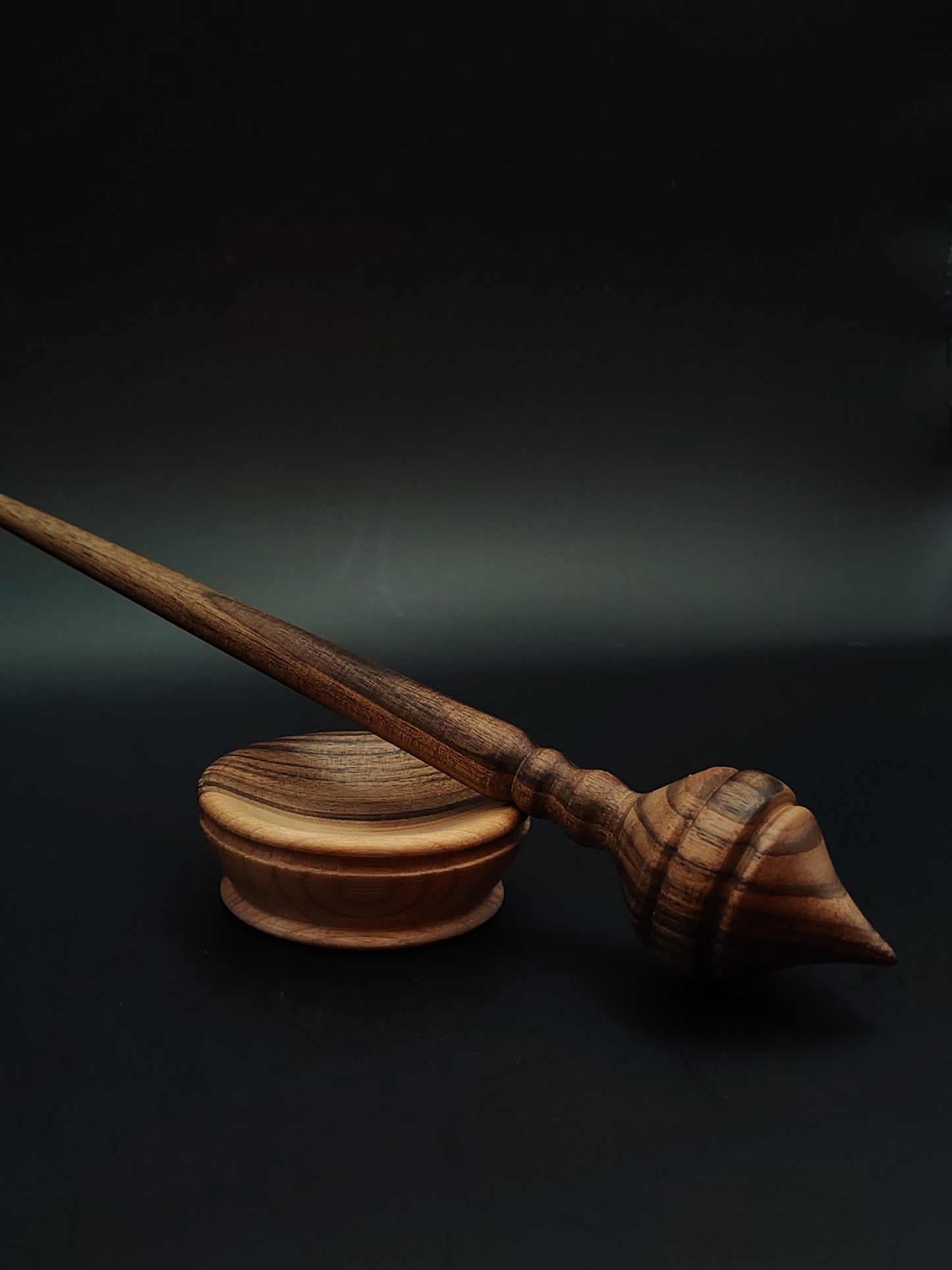 Support Spindle Set: Walnut Wood (22.5 cm / 8.86 in • 20 g / 0.71 oz) with Walnut Support Bowl