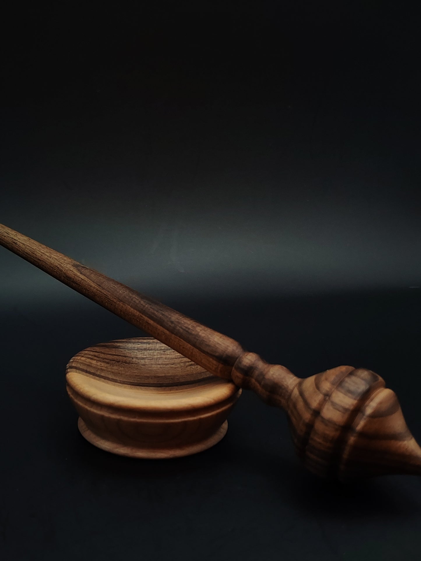 Support Spindle Set: Walnut Wood (22.5 cm / 8.86 in • 20 g / 0.71 oz) with Walnut Support Bowl