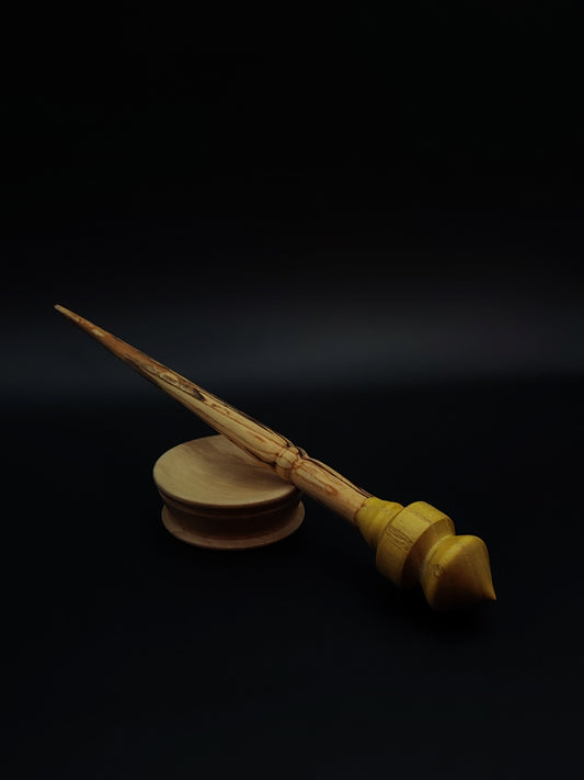 Support Spindle Set: Mulberry Whorl & Alder Shaft (22 cm / 8.66 in • 16 g / 0.56 oz) with Sycamore Support Bowl