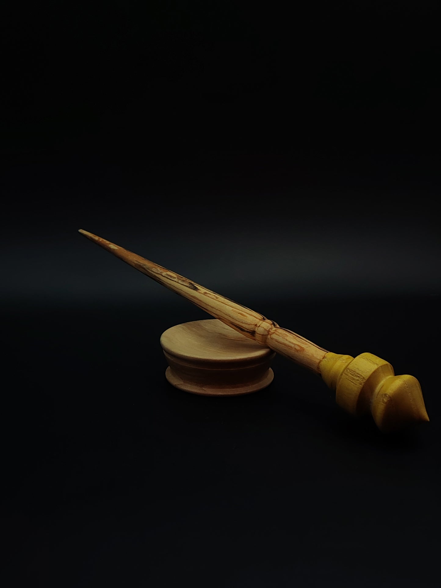 Support Spindle Set: Mulberry Whorl & Alder Shaft (22 cm / 8.66 in • 16 g / 0.56 oz) with Sycamore Support Bowl
