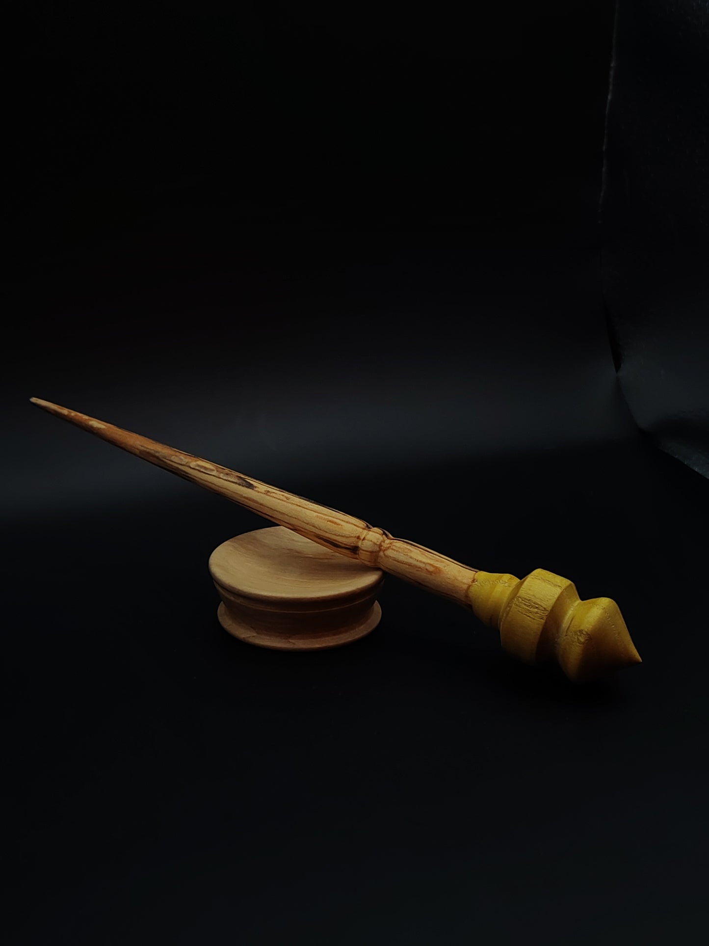 Support Spindle Set: Mulberry Whorl & Alder Shaft (22 cm / 8.66 in • 16 g / 0.56 oz) with Sycamore Support Bowl