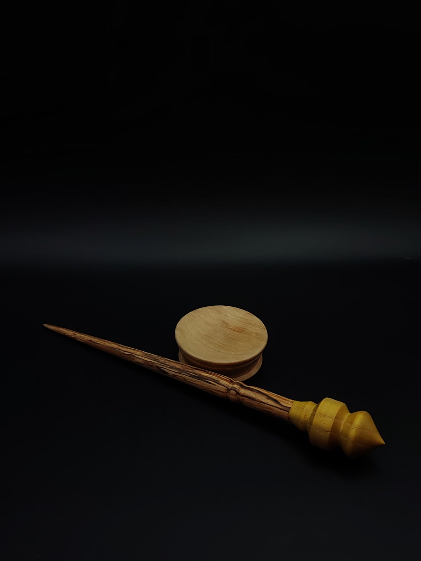 Support Spindle Set: Mulberry Whorl & Alder Shaft (22 cm / 8.66 in • 16 g / 0.56 oz) with Sycamore Support Bowl