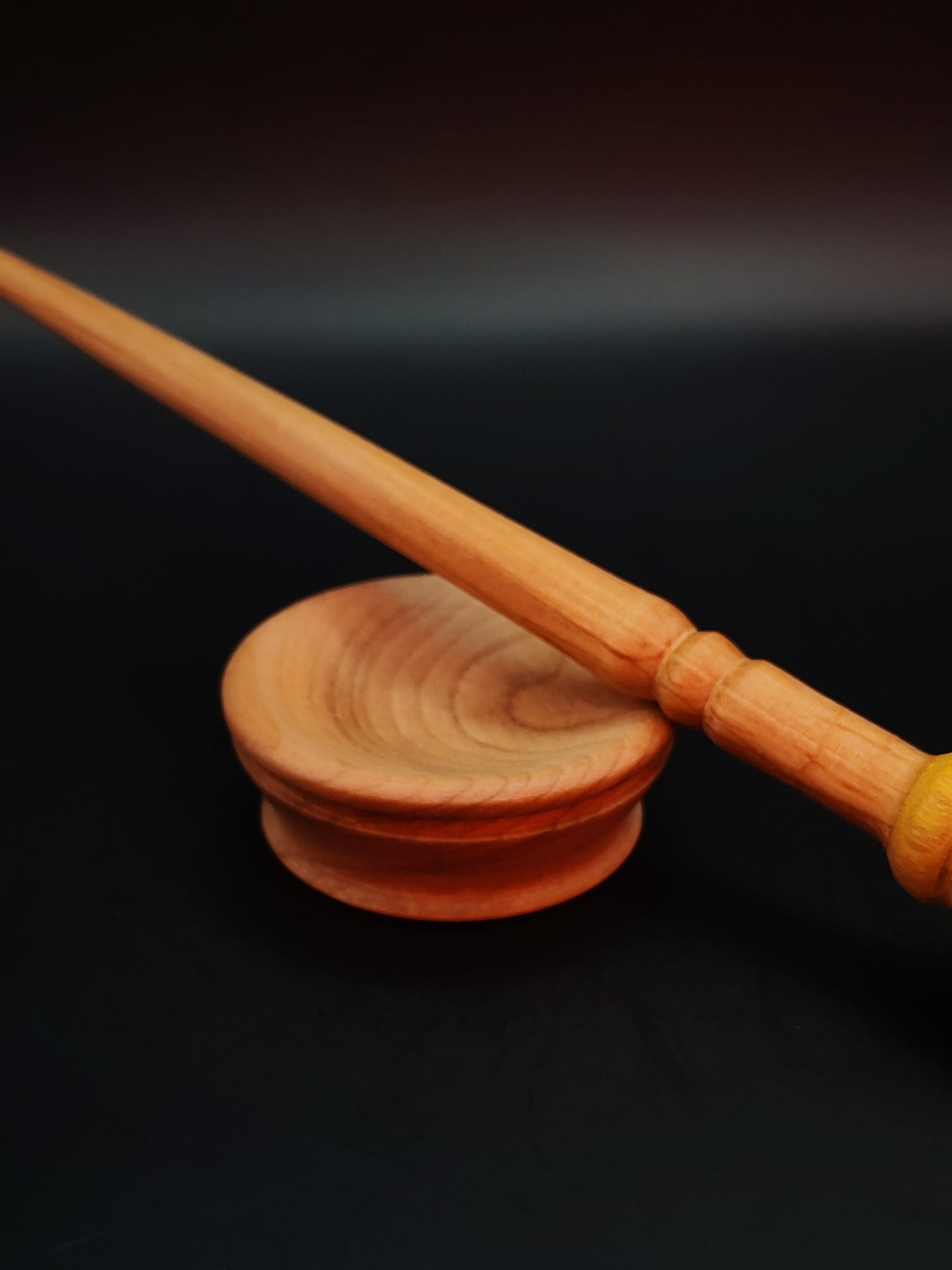 Support Spindle Set: Mulberry Whorl & Beech Shaft (24 cm / 9.45 in • 16 g / 0.56 oz) with Pear Support Bowl