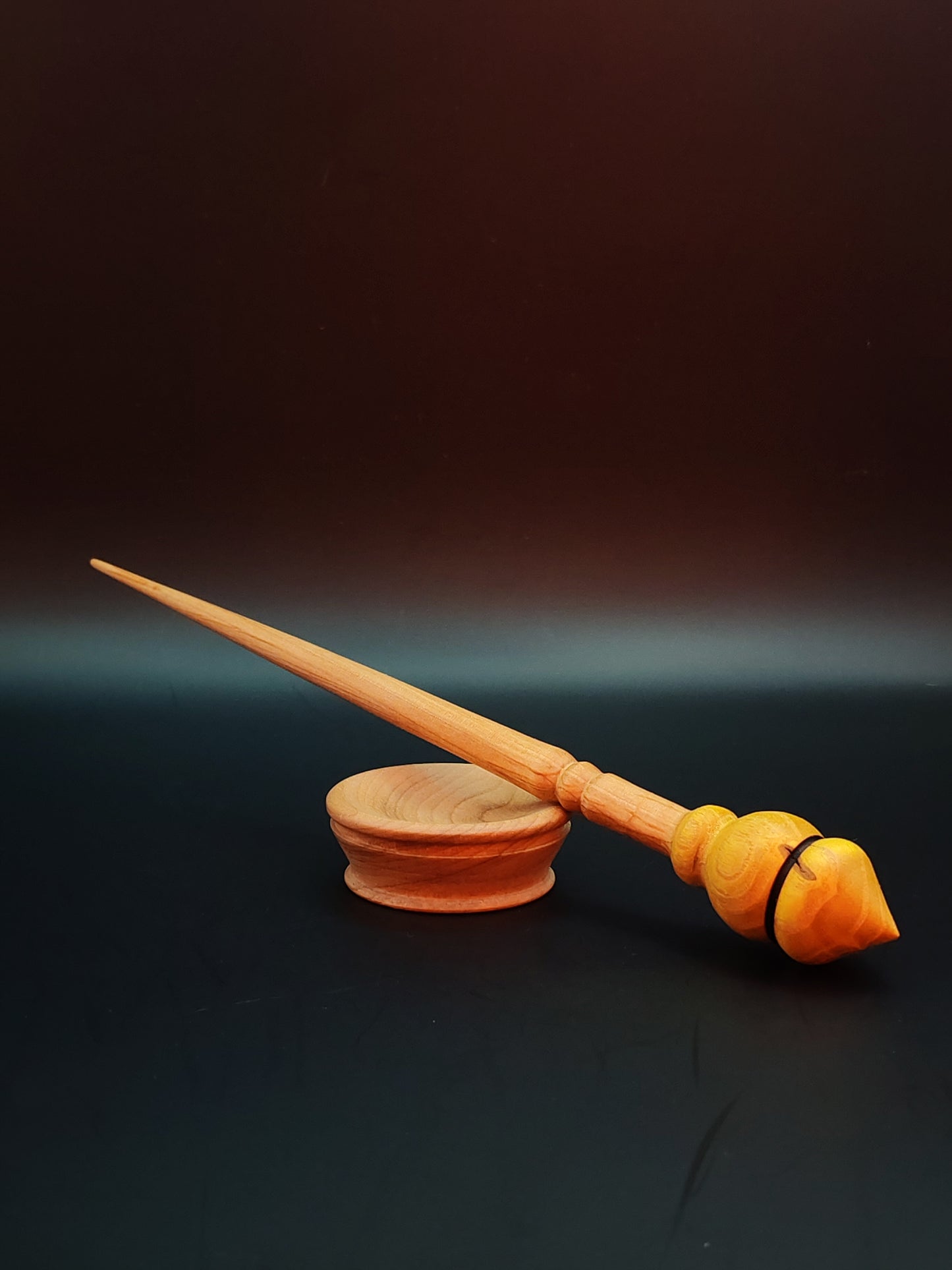 Support Spindle Set: Mulberry Whorl & Beech Shaft (24 cm / 9.45 in • 16 g / 0.56 oz) with Pear Support Bowl