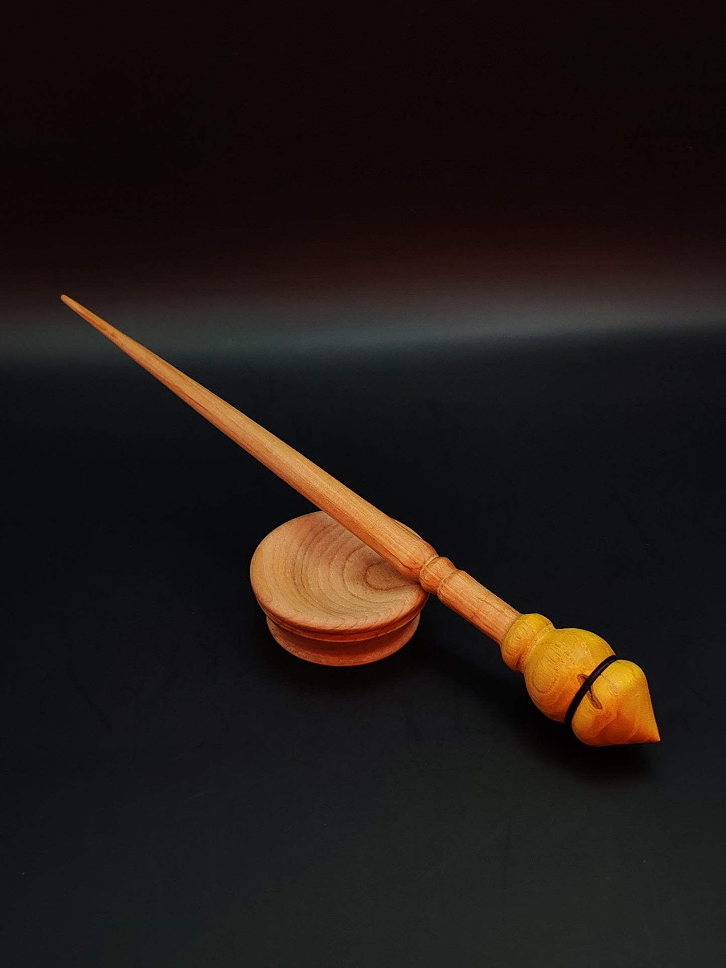 Support Spindle Set: Mulberry Whorl & Beech Shaft (24 cm / 9.45 in • 16 g / 0.56 oz) with Pear Support Bowl