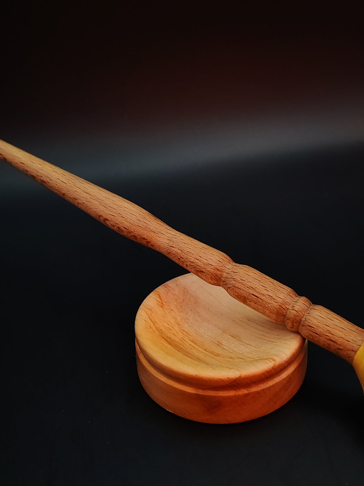 Support Spindle Set: Mulberry Whorl & Beech Shaft (25 cm / 9.84 in • 24 g / 0.85 oz) with Pear Wood Support Bowl