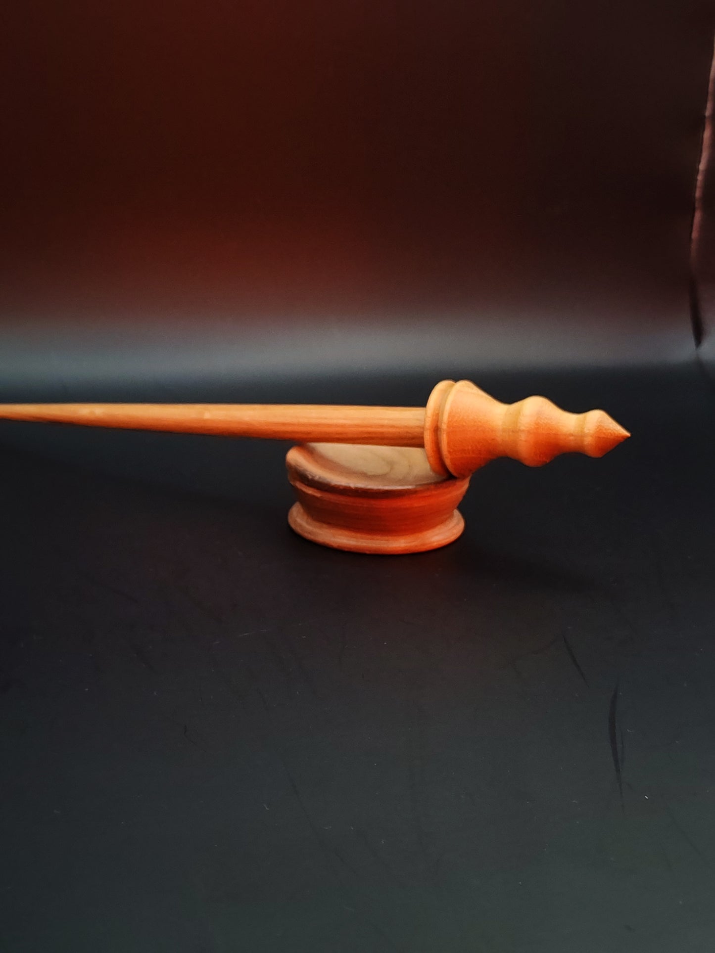 Support Spindle Set: Oak Shaft & Mulberry Whorl (26 cm / 10.24 in • 19 g / 0.67 oz) with Walnut Support Bowl