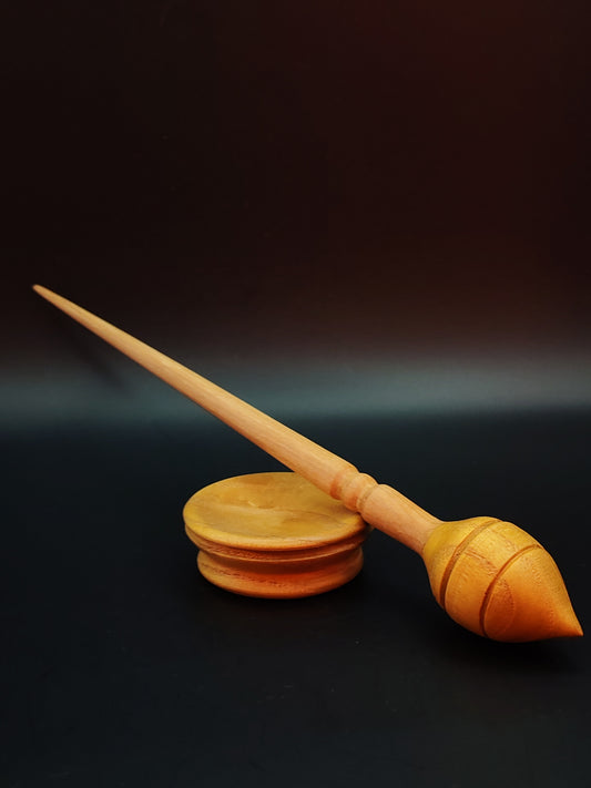 Support Spindle Set: Mulberry Whorl & Beech Shaft (25 cm / 9.84 in • 17 g / 0.60 oz) with Mulberry Support Bowl
