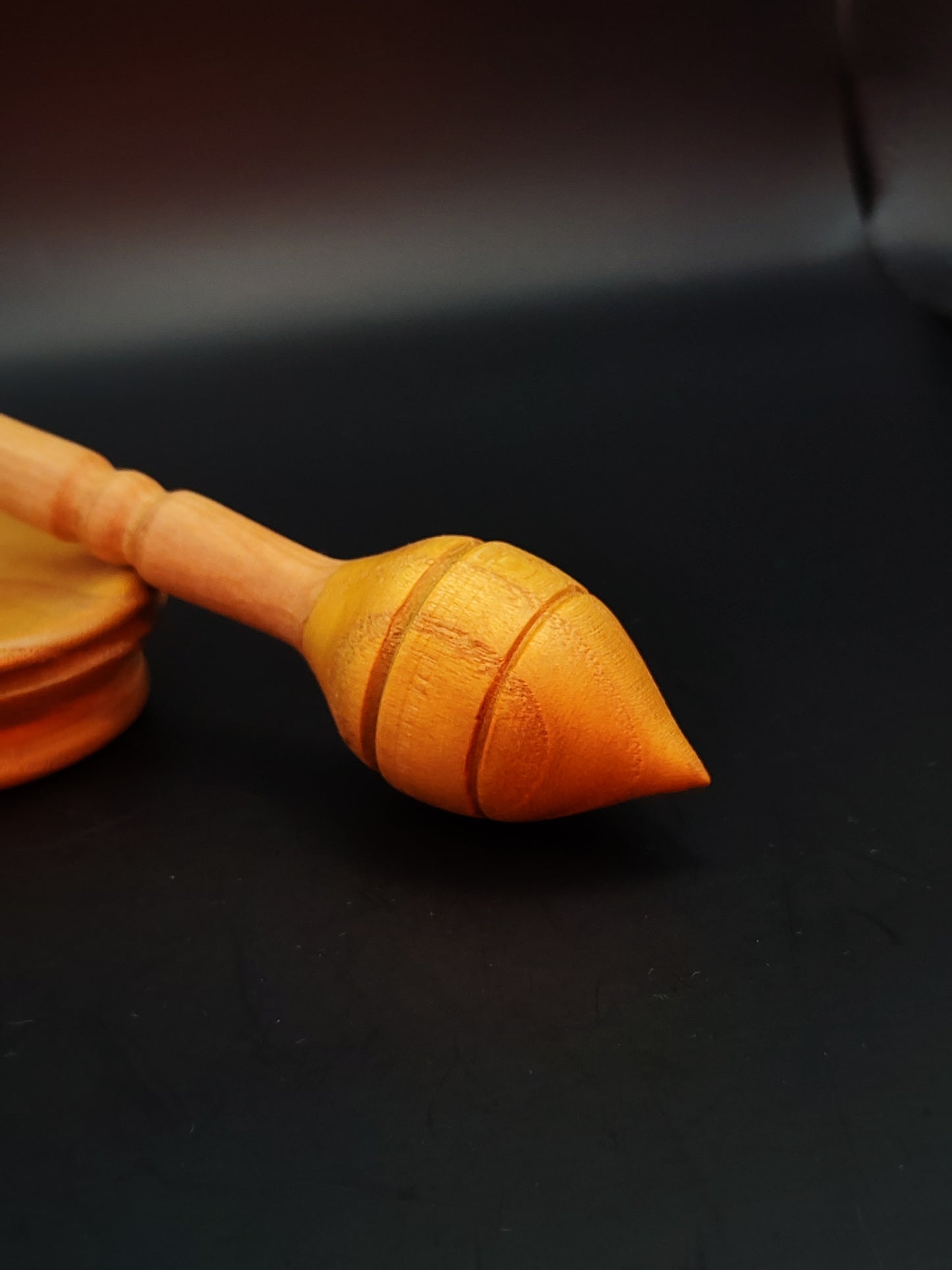 Support Spindle Set: Mulberry Whorl & Beech Shaft (25 cm / 9.84 in • 17 g / 0.60 oz) with Mulberry Support Bowl