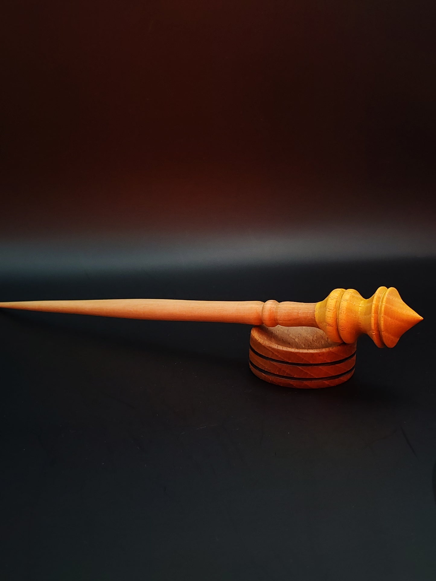 Support Spindle Set: Pear Shaft & Mulberry Whorl (24.8 cm / 9.76 in • 16 g / 0.56 oz) with Beech Support Bowl