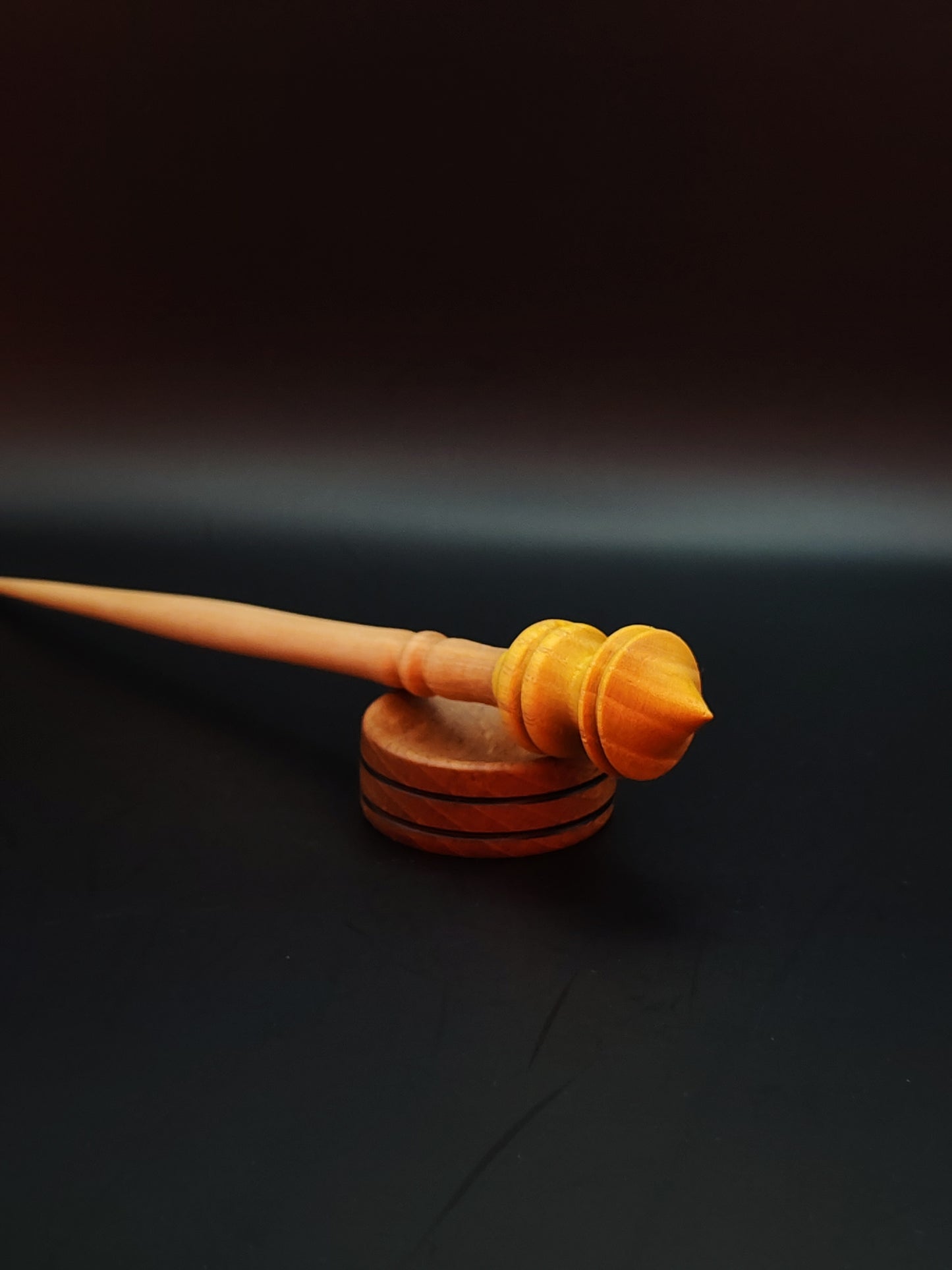 Support Spindle Set: Pear Shaft & Mulberry Whorl (24.8 cm / 9.76 in • 16 g / 0.56 oz) with Beech Support Bowl