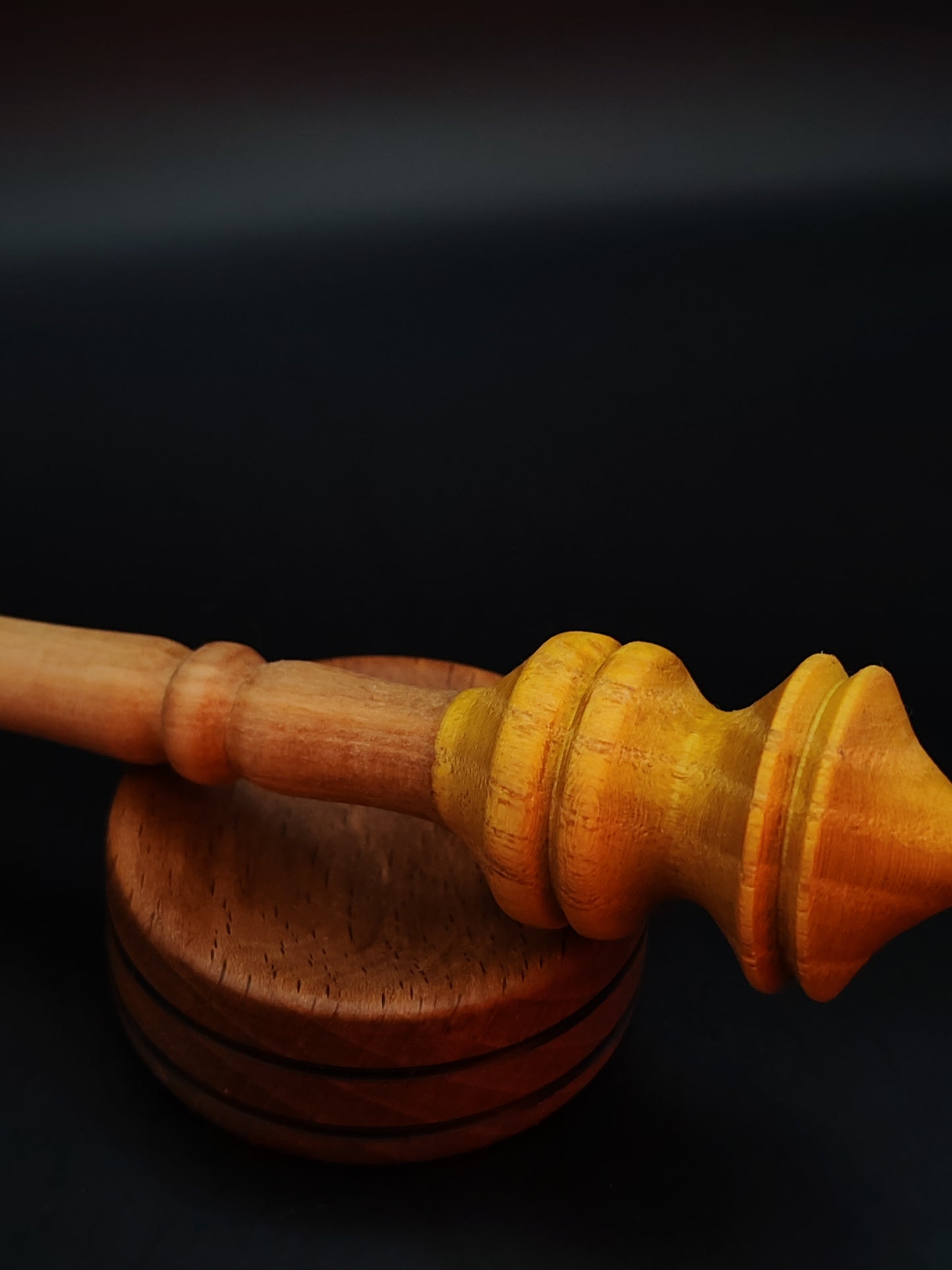 Support Spindle Set: Pear Shaft & Mulberry Whorl (24.8 cm / 9.76 in • 16 g / 0.56 oz) with Beech Support Bowl