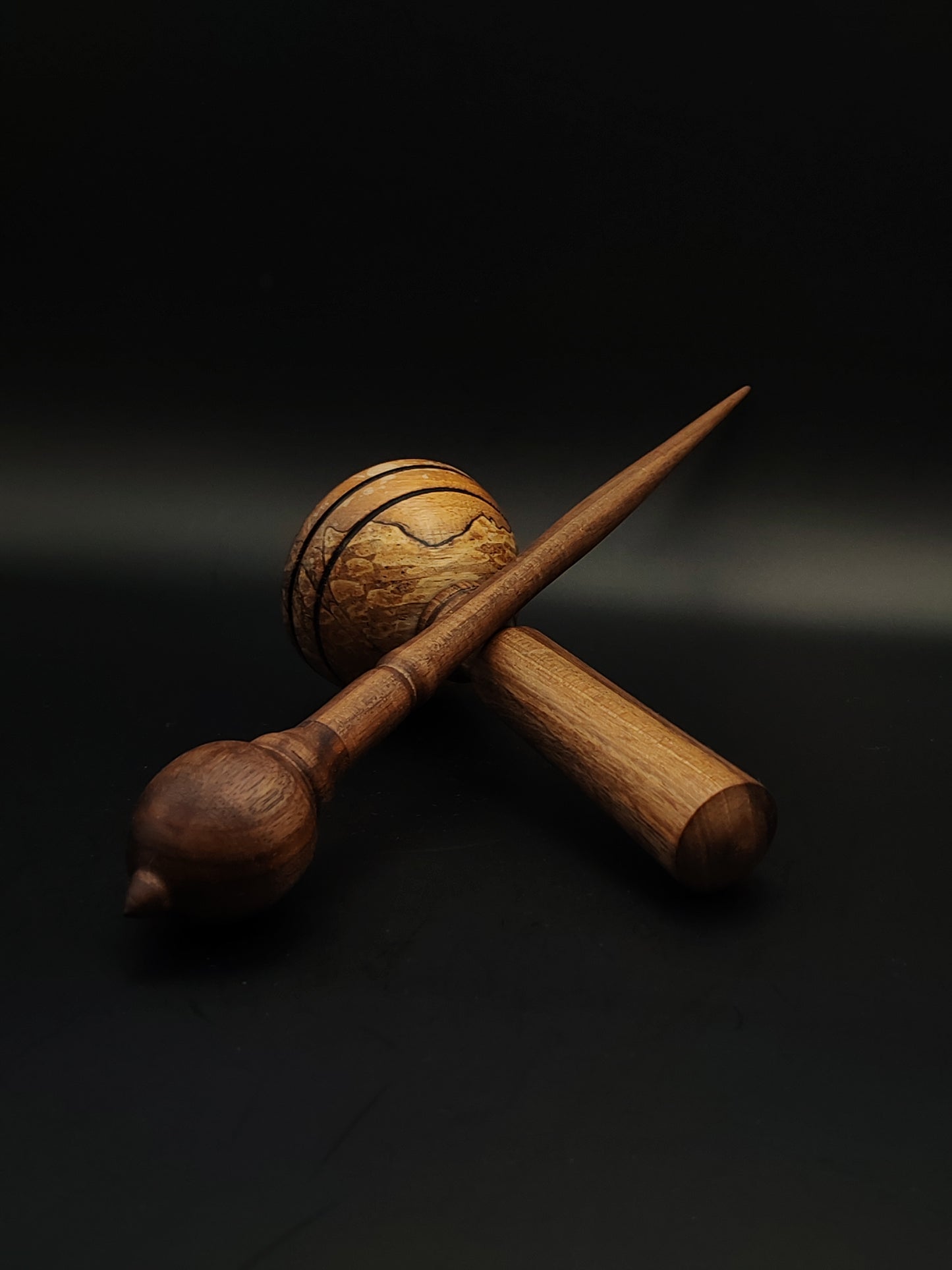 Support Spindle Set: Walnut Wood (25 cm / 9.84 in • 25 g / 0.88 oz) with Walnut and Alder Lap Support Bowl