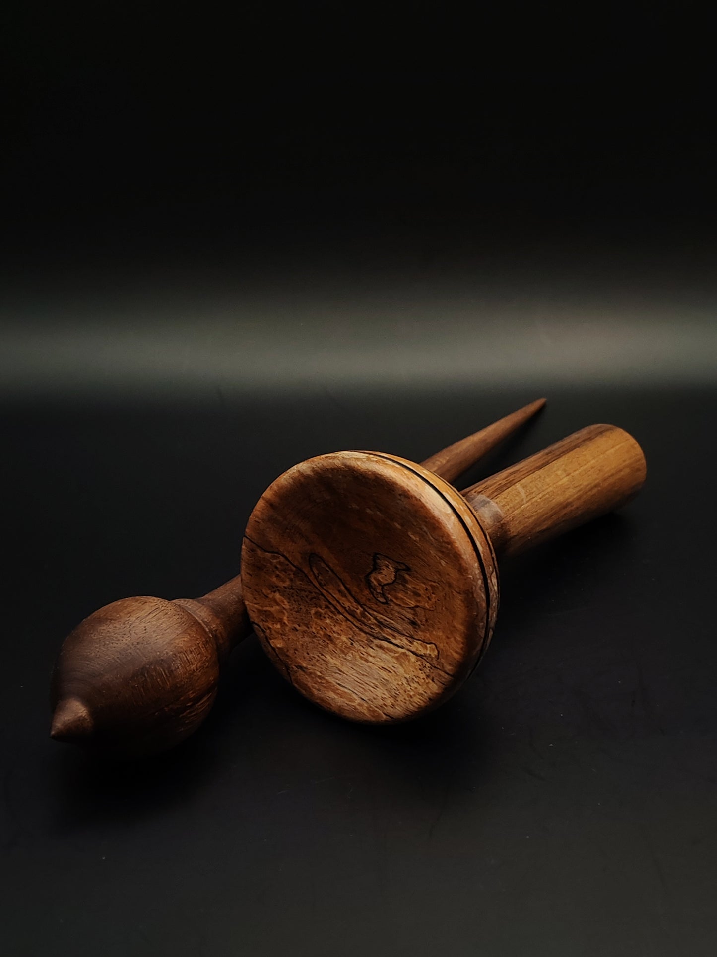 Support Spindle Set: Walnut Wood (25 cm / 9.84 in • 25 g / 0.88 oz) with Walnut and Alder Lap Support Bowl